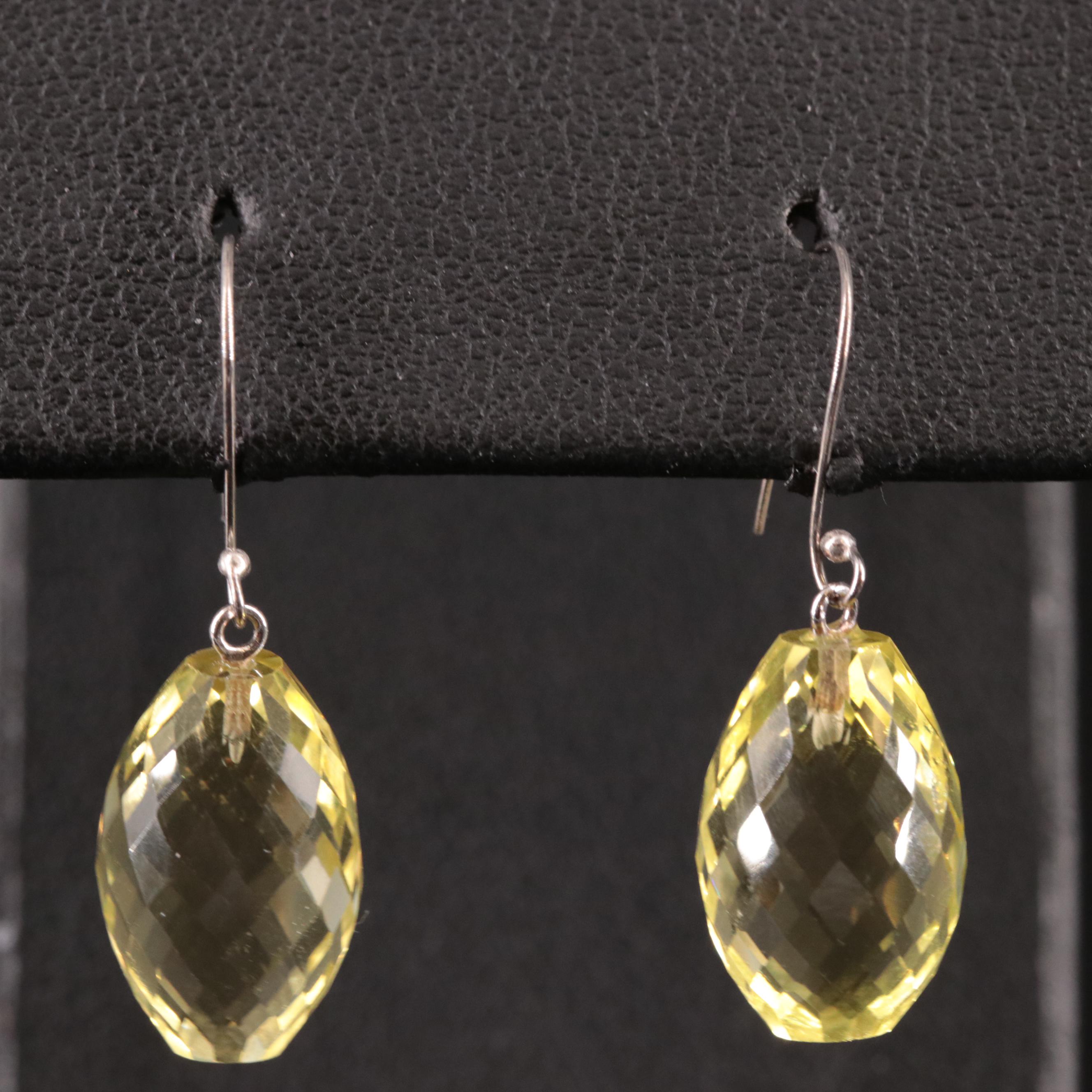 14K Citrine Pear Drop Earrings