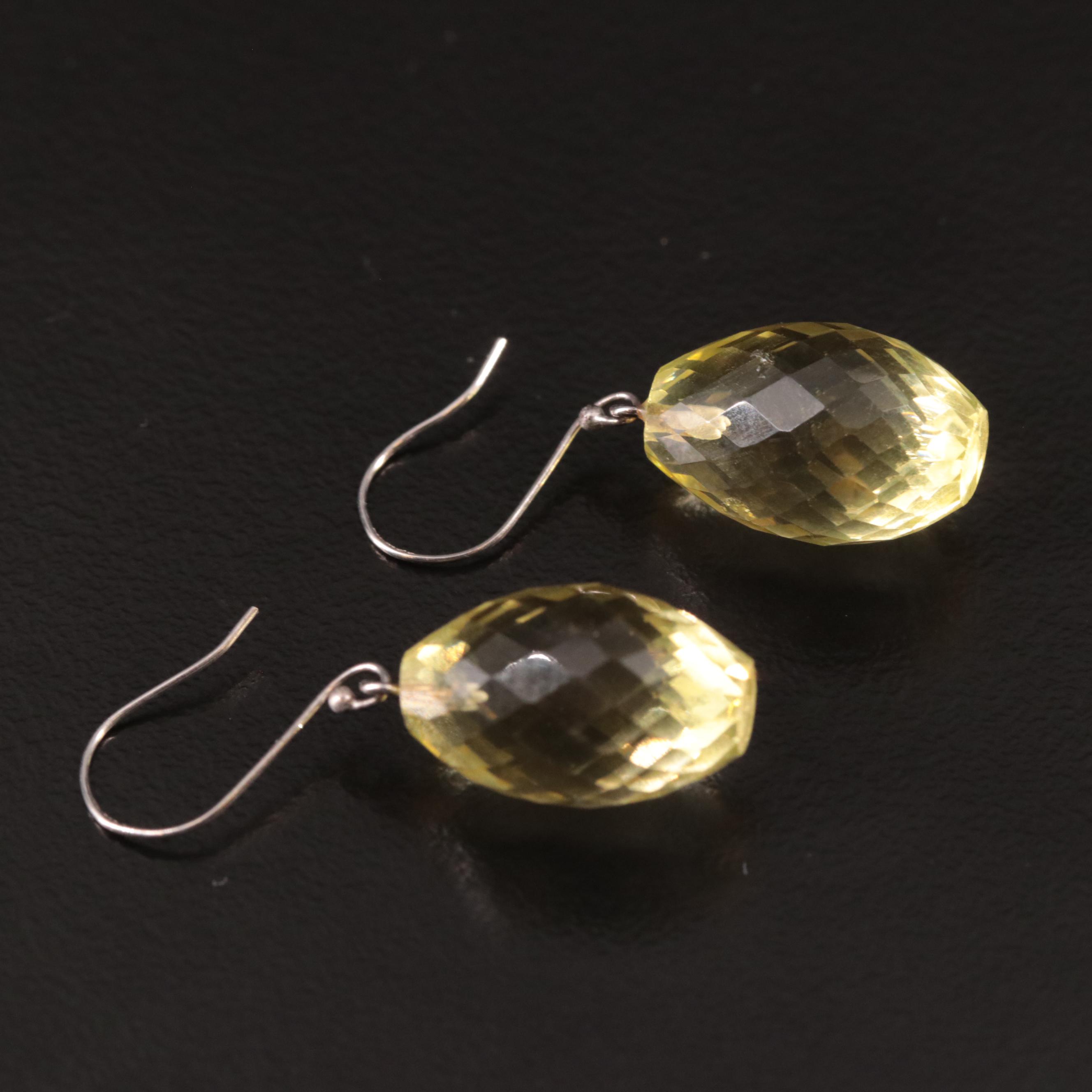 14K Citrine Pear Drop Earrings