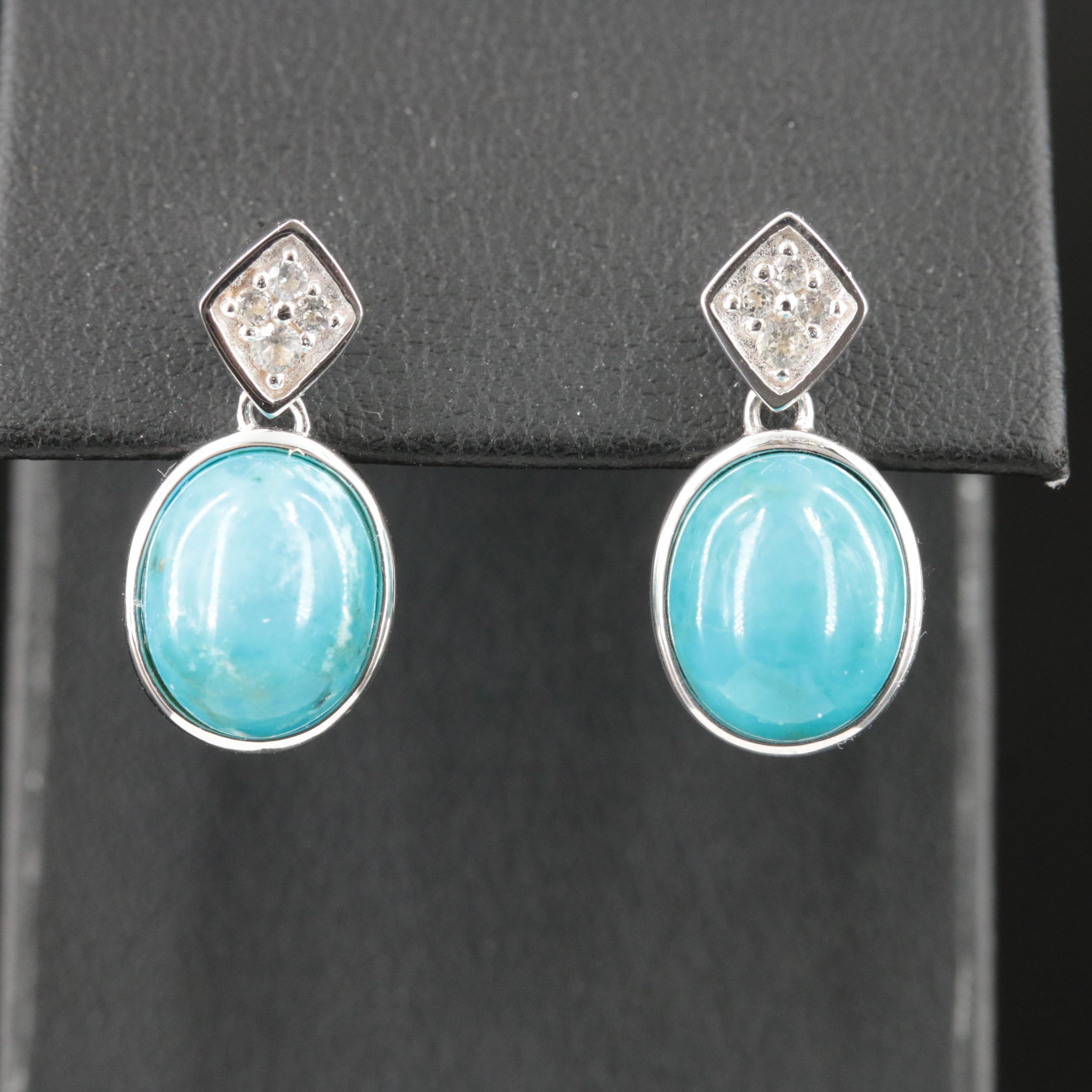 Sterling Turquoise and Topaz Earrings