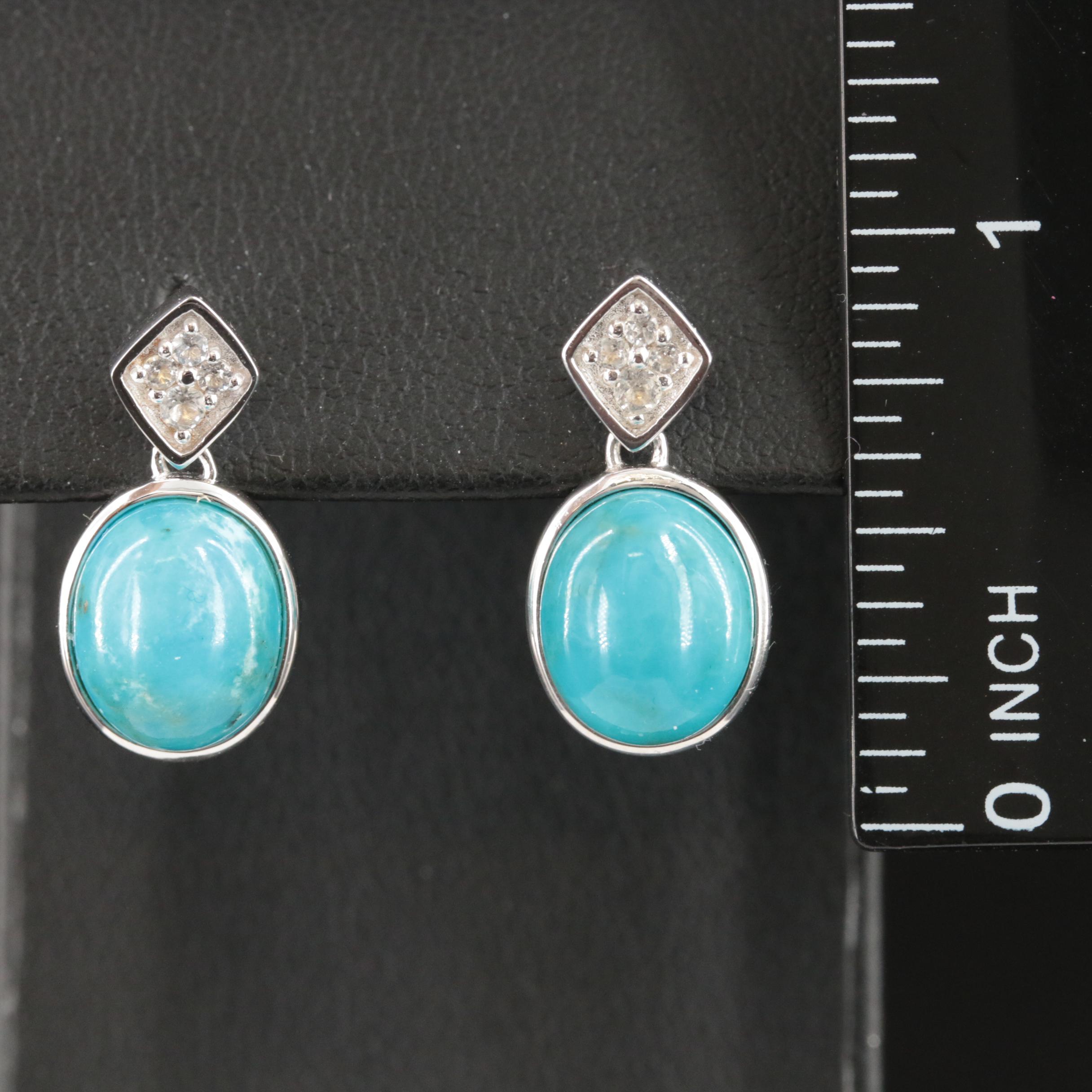 Sterling Turquoise and Topaz Earrings