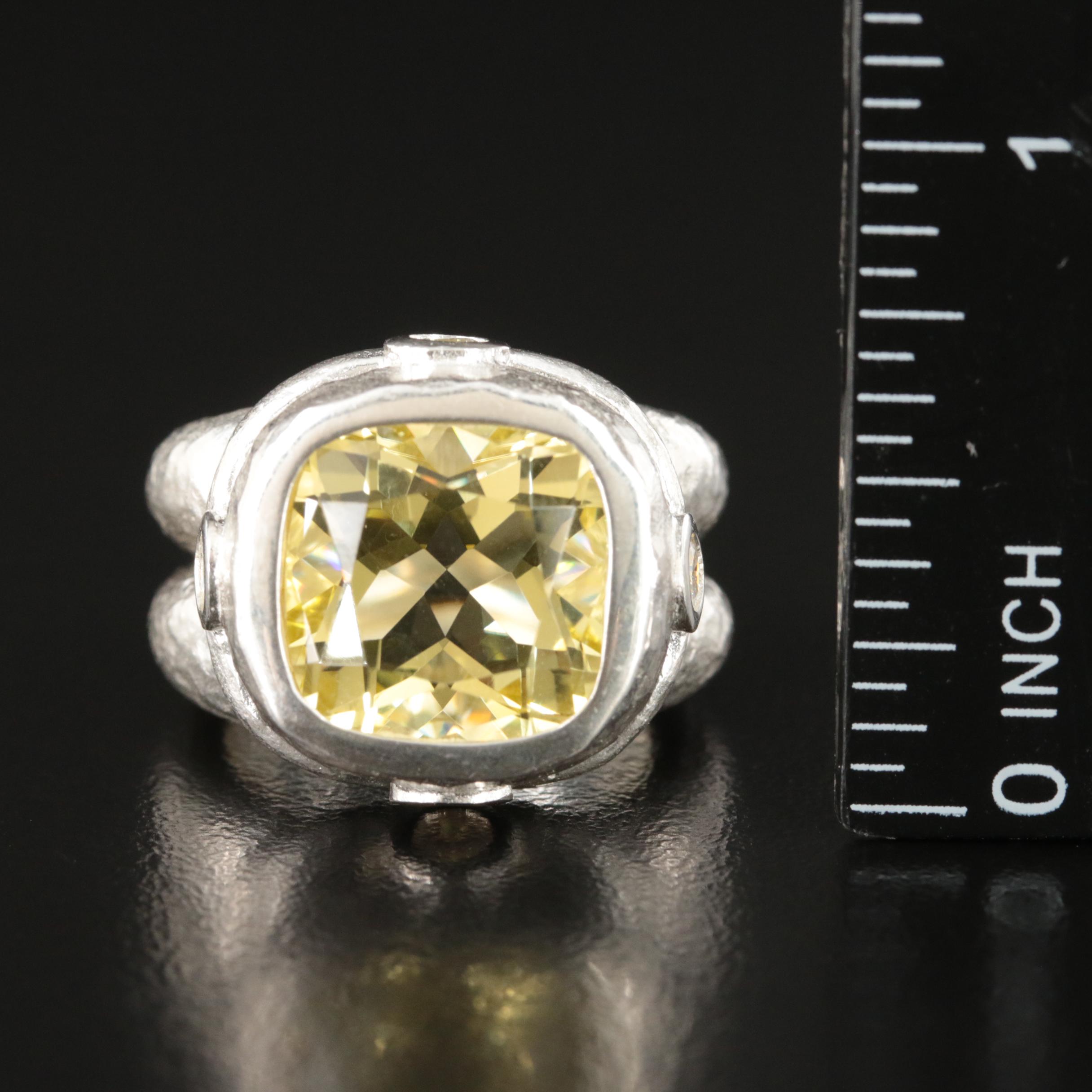 SeidenGang Sterling Citrine and Cubic Zirconia Ring