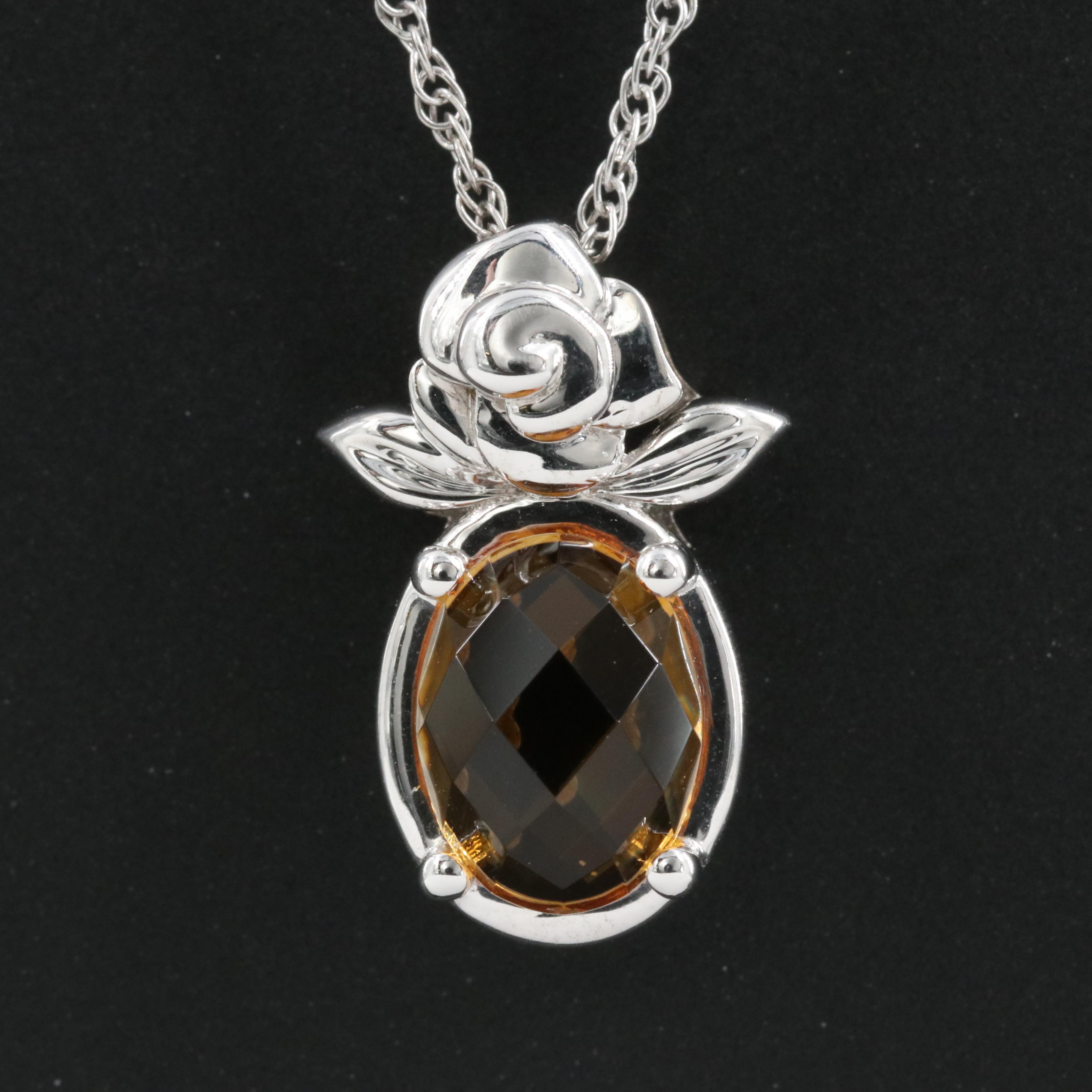 Sterling Citrine Pendant Necklace