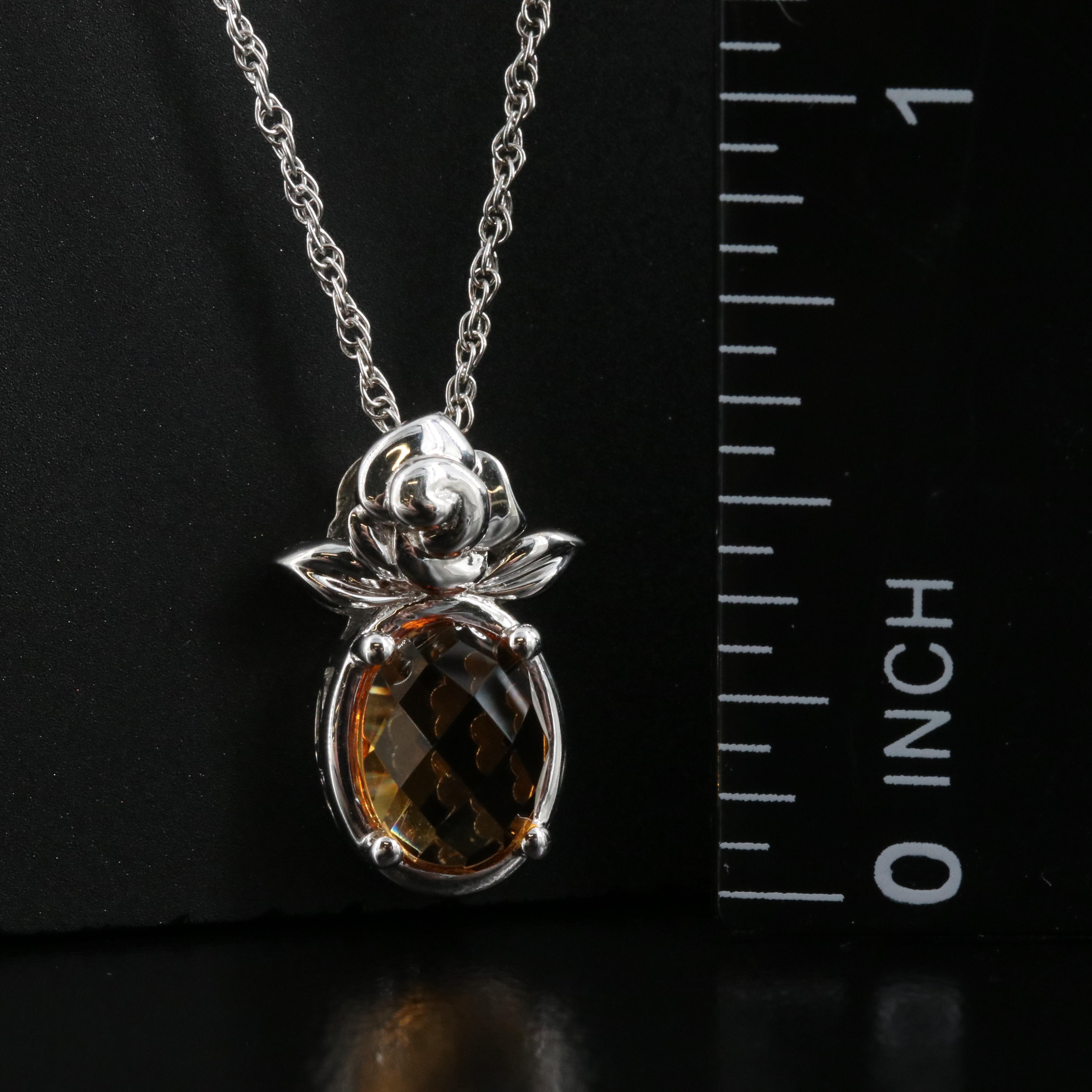 Sterling Citrine Pendant Necklace