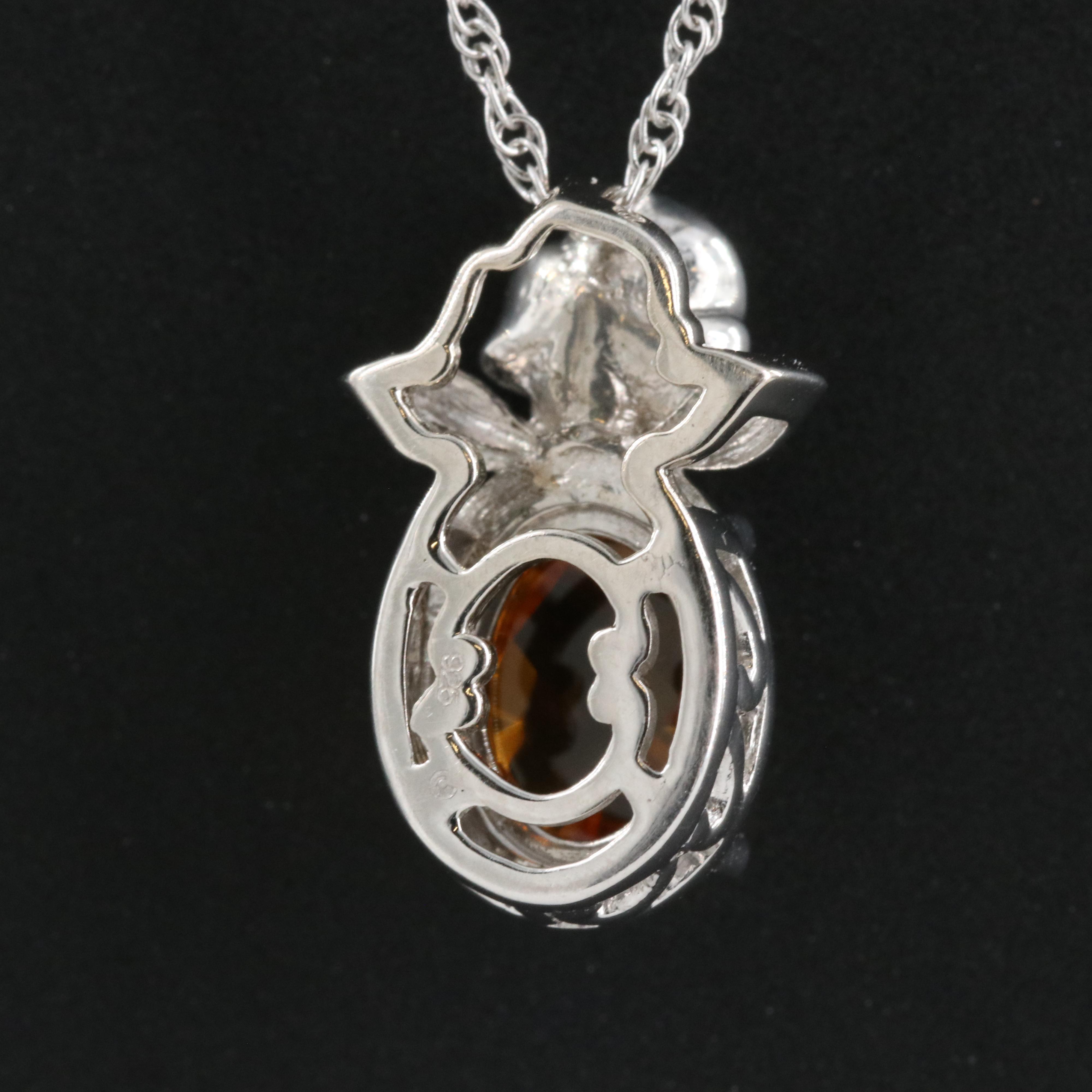 Sterling Citrine Pendant Necklace