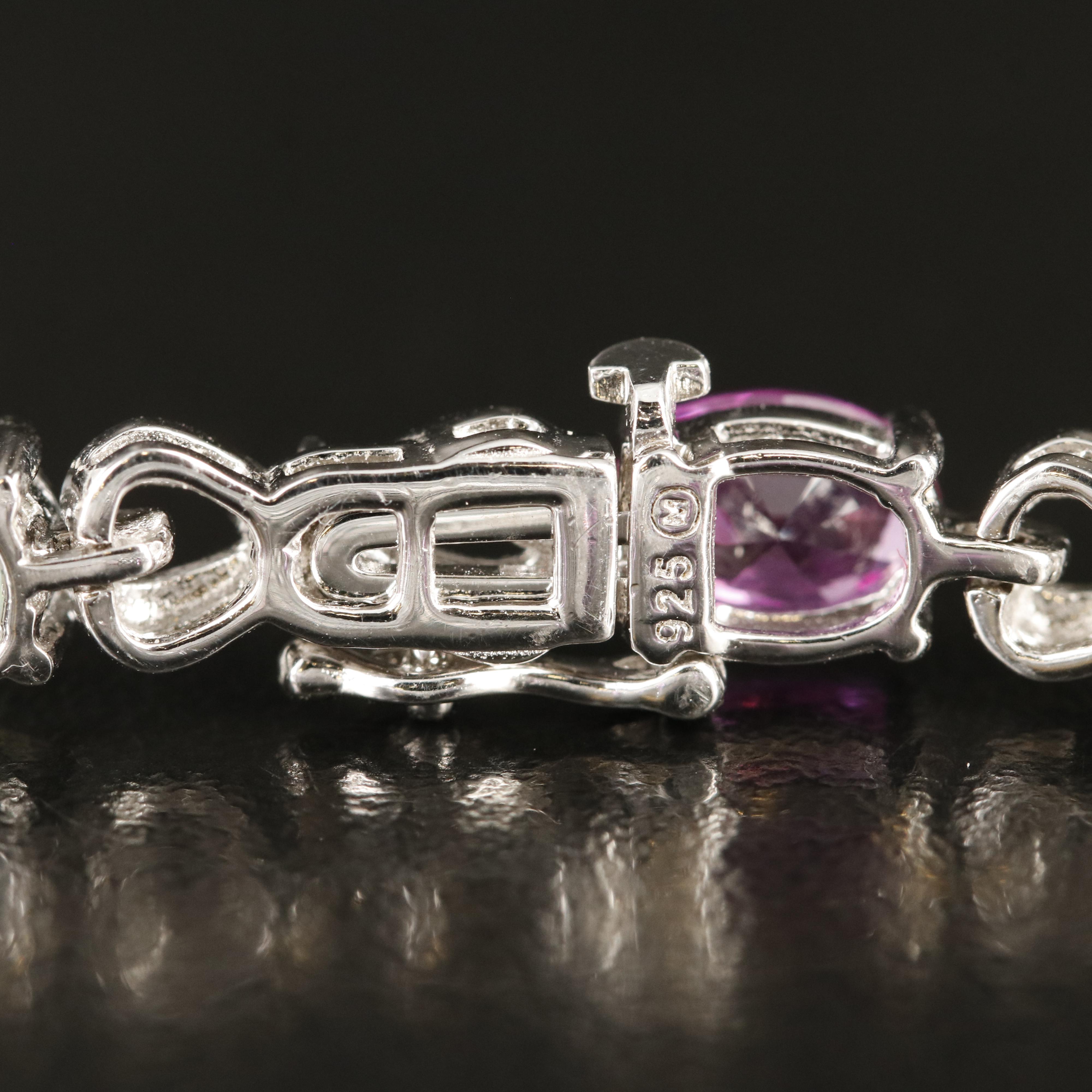 Sterling Opal, Sapphire and Diamond Infinity Link Bracelet