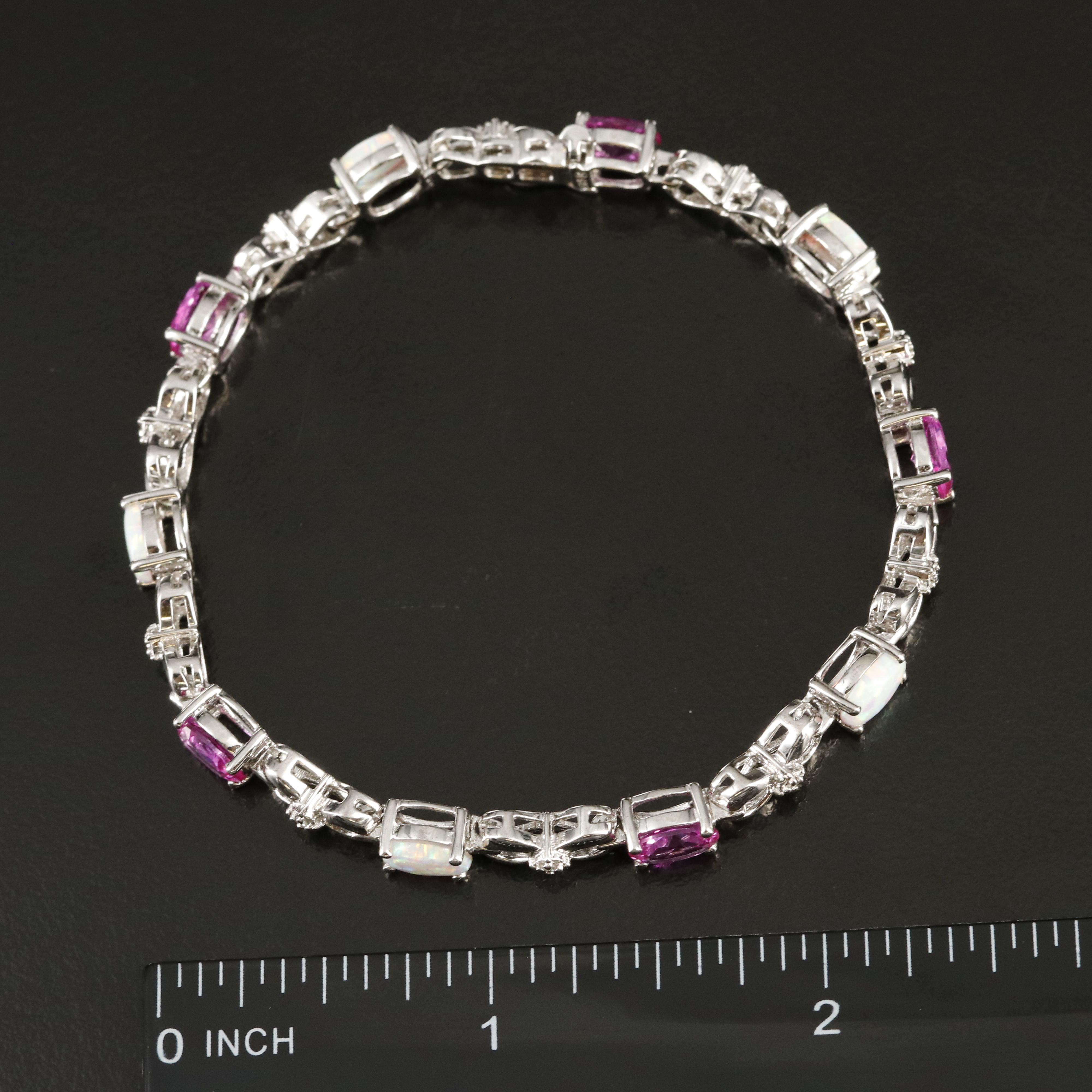 Sterling Opal, Sapphire and Diamond Infinity Link Bracelet