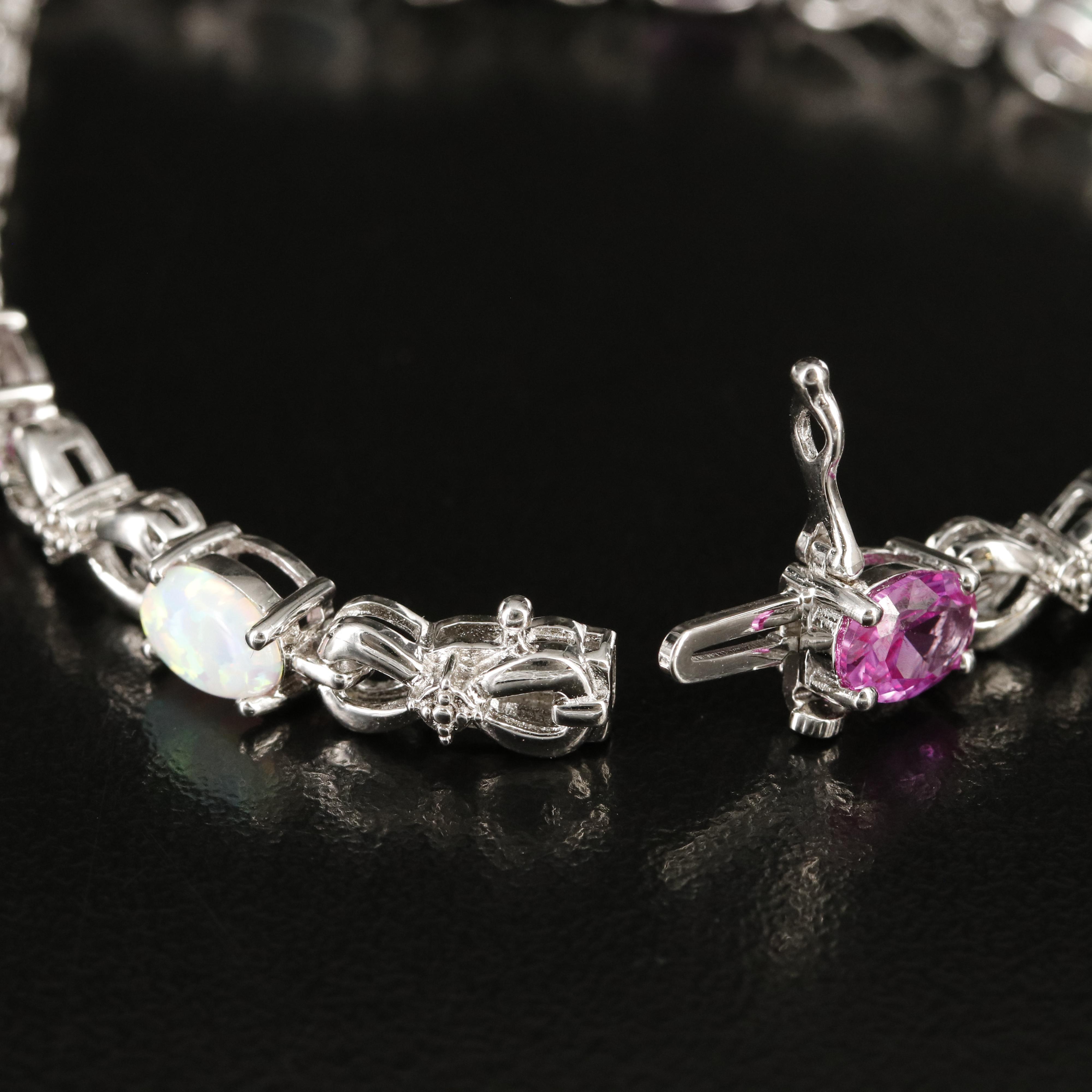 Sterling Opal, Sapphire and Diamond Infinity Link Bracelet