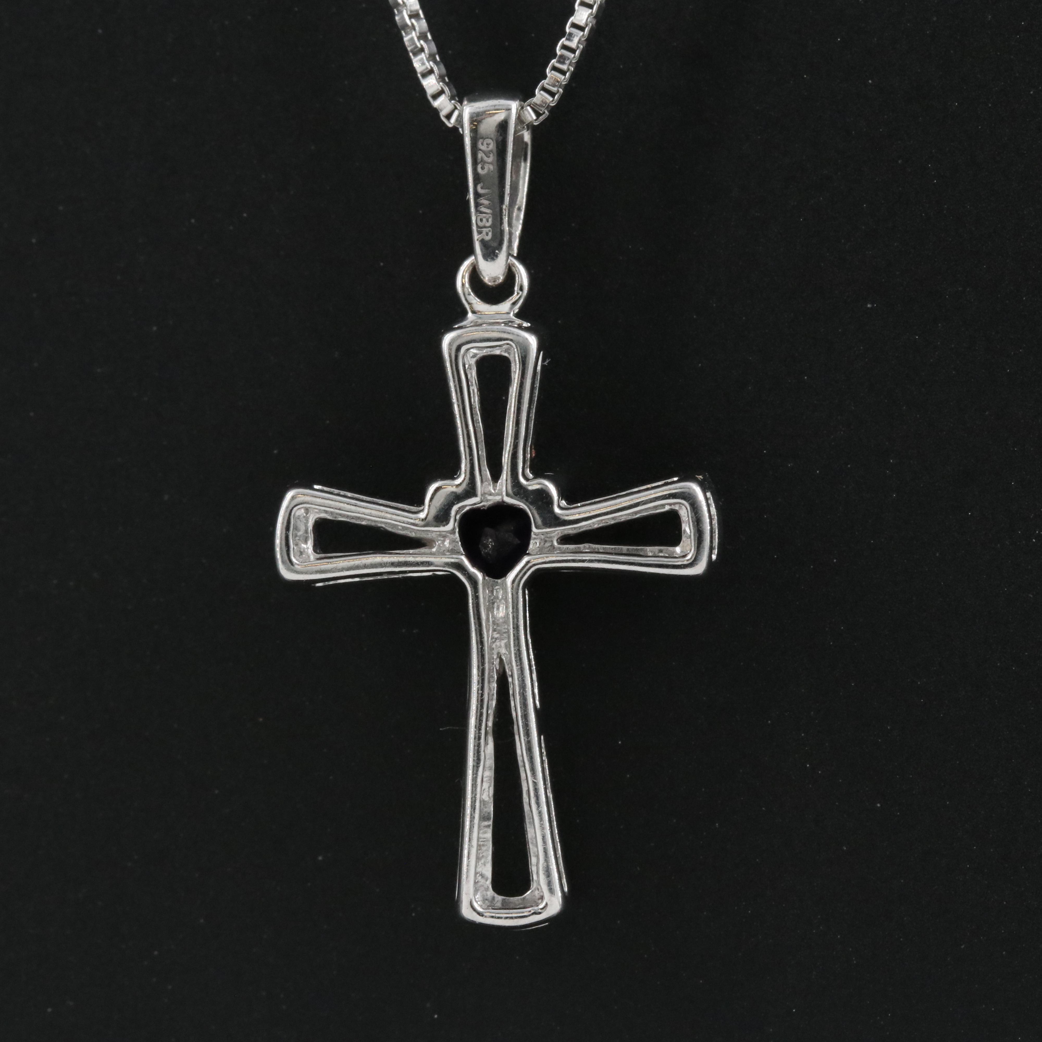 Sterling Amethyst and Diamond Cross Pendant Necklace