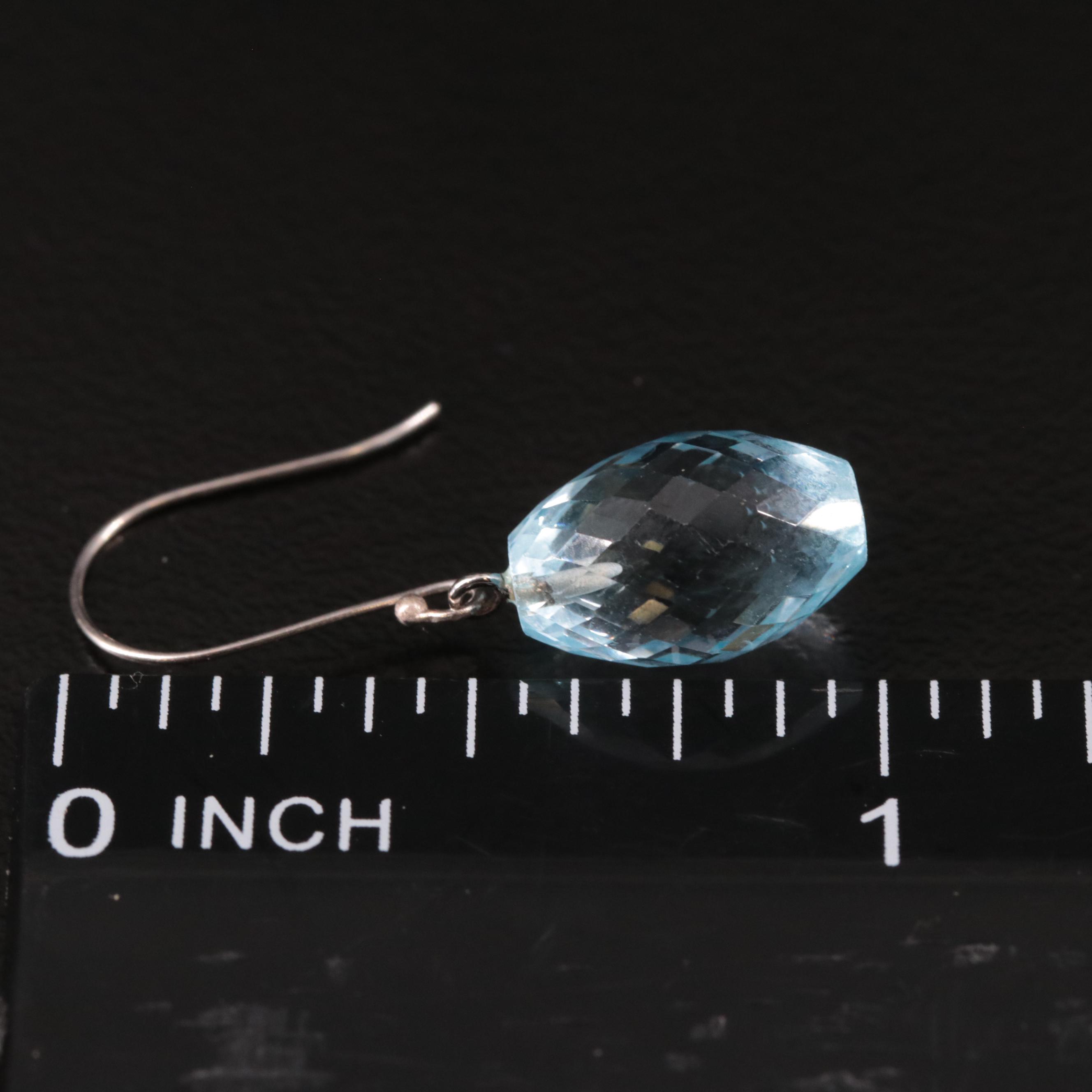 14K Blue Topaz Pear Drop Earrings