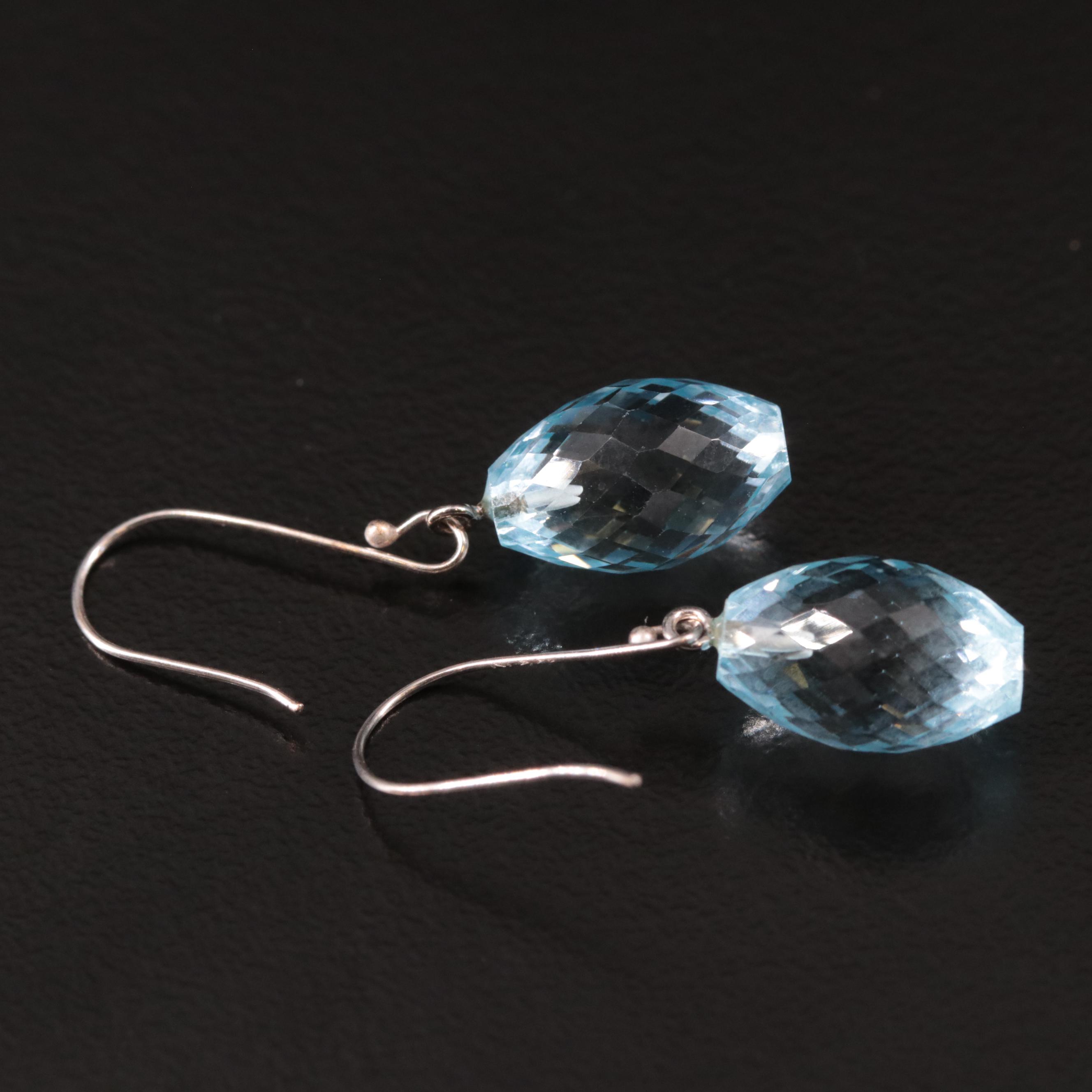 14K Blue Topaz Pear Drop Earrings