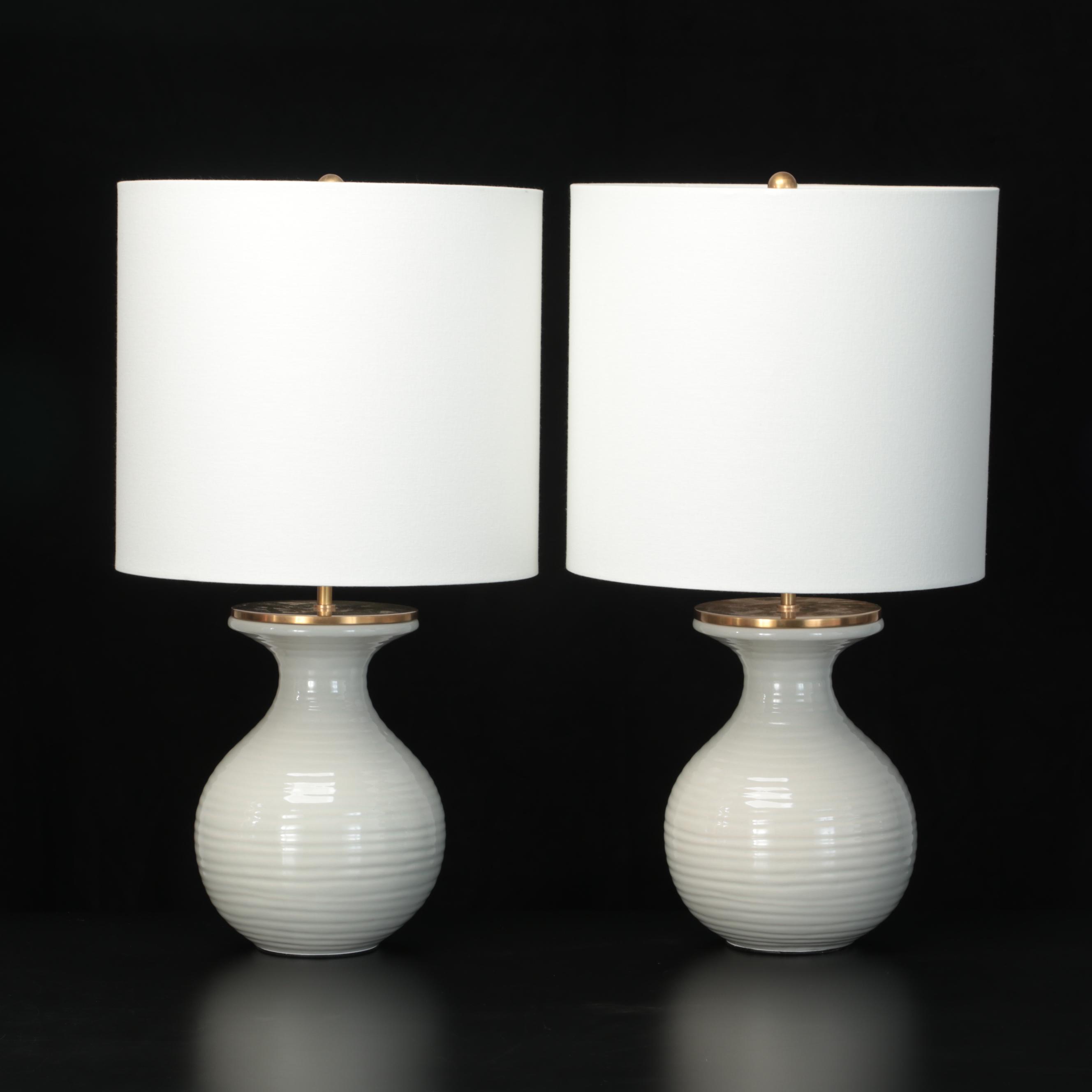 Pair of Contemporary Kate Spade Ceramic Table Lamps