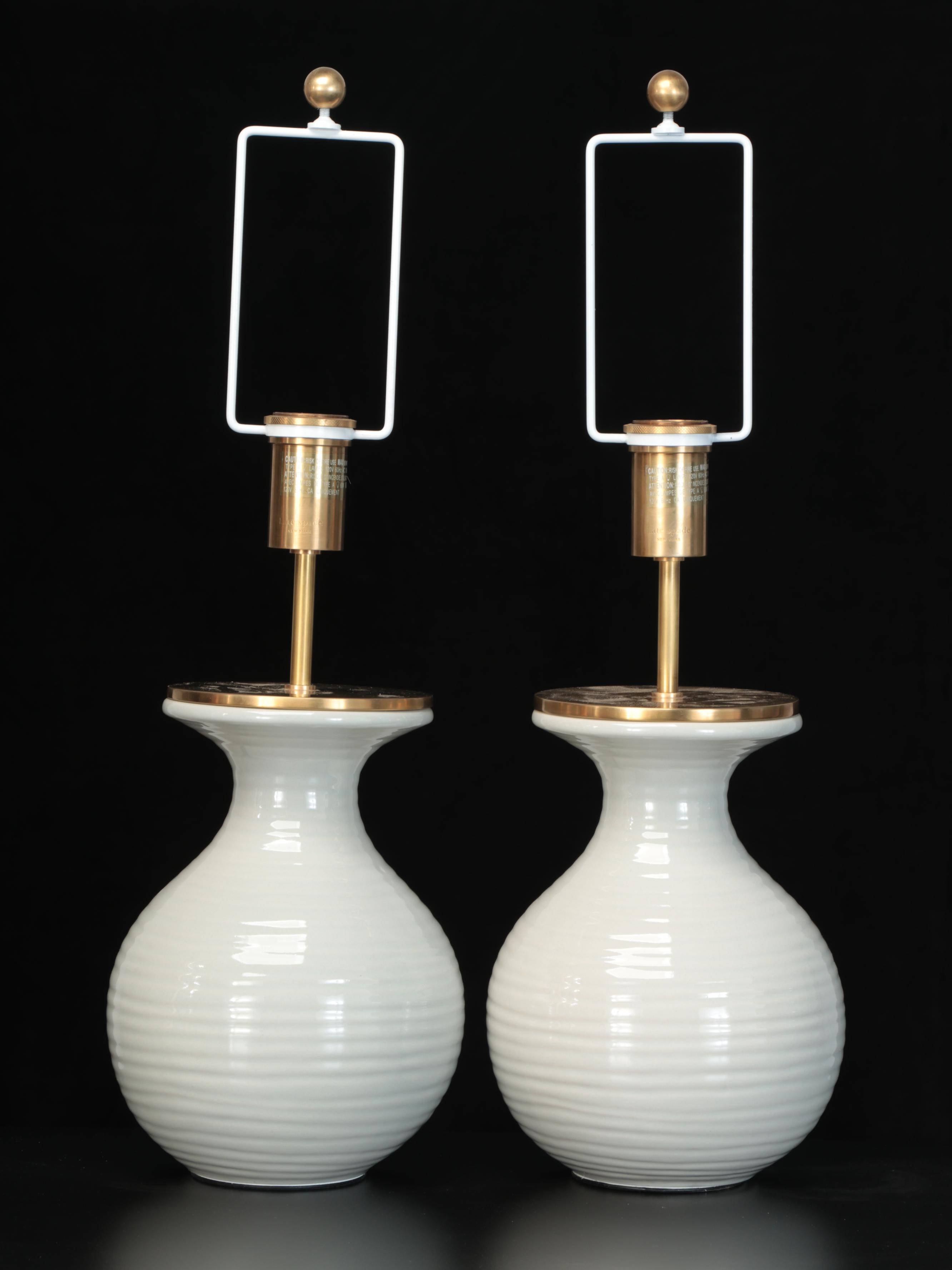 Pair of Contemporary Kate Spade Ceramic Table Lamps