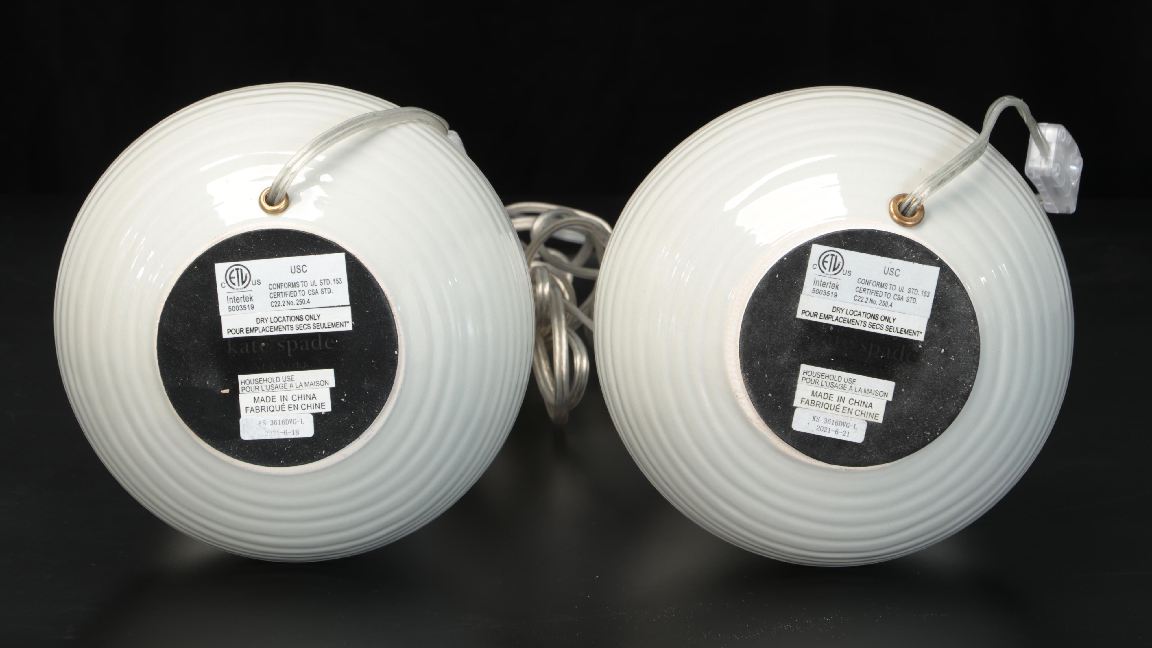 Pair of Contemporary Kate Spade Ceramic Table Lamps