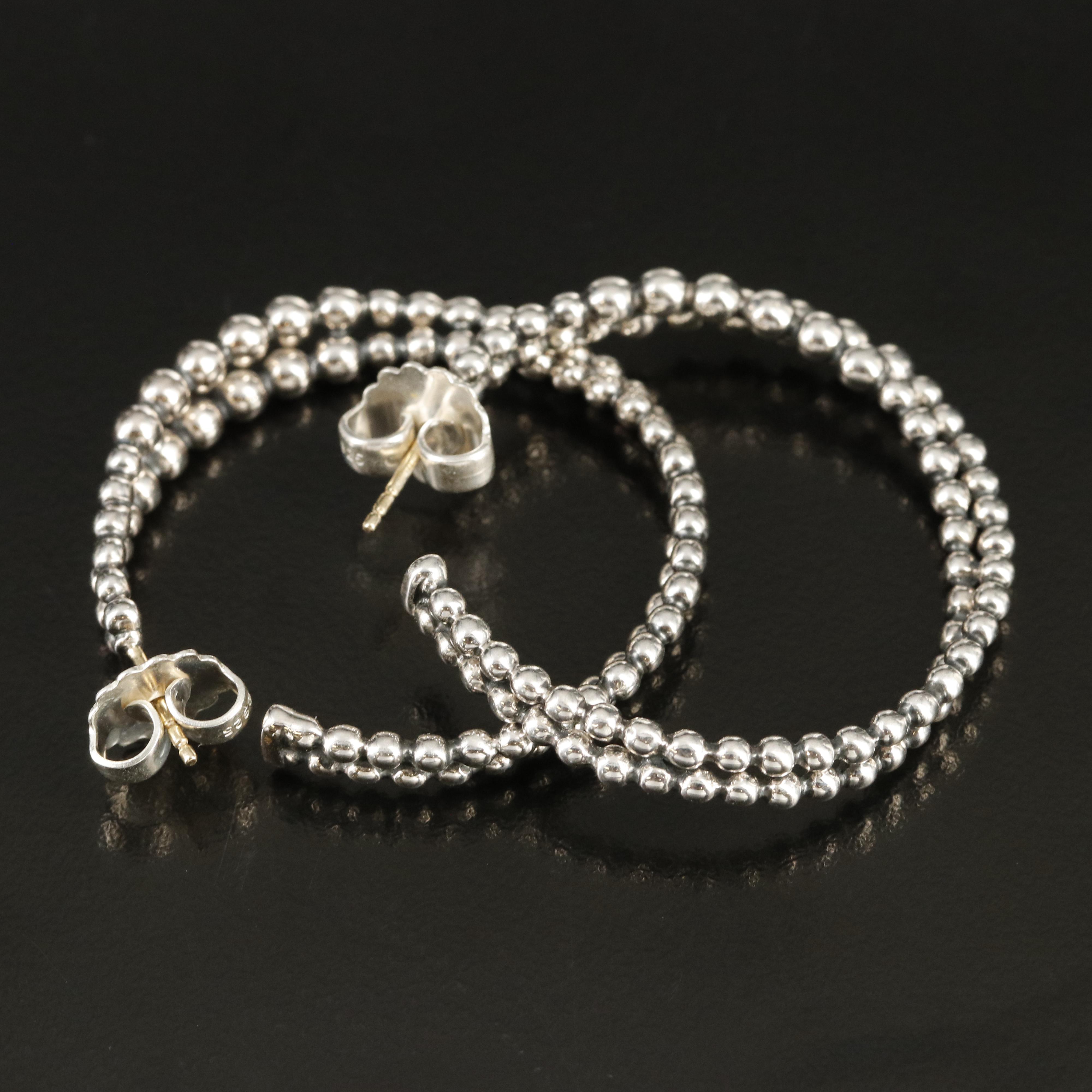 Michael Dawkins Sterling Hoop Earrings with 14K Accents