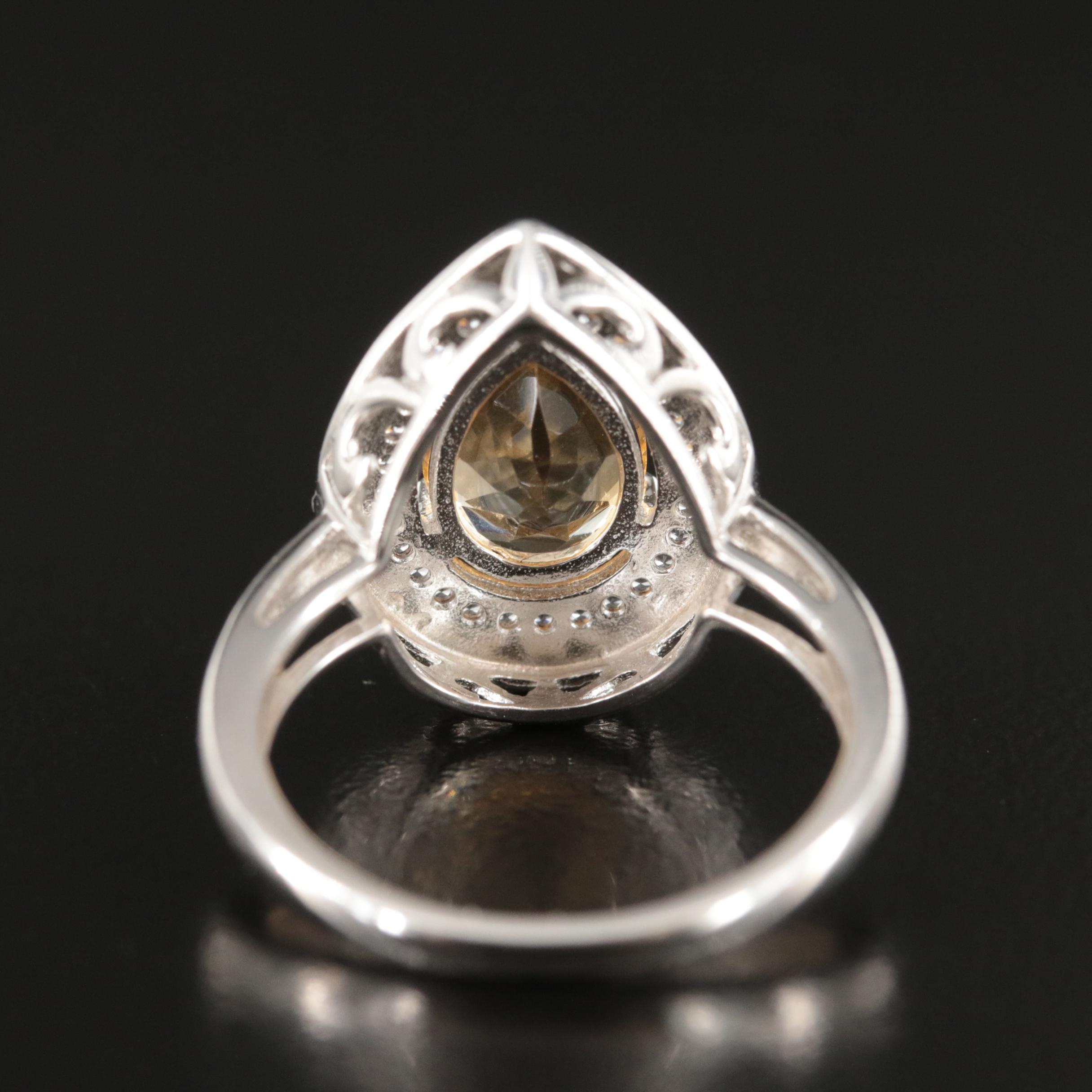 Sterling Citrine and Sapphire Halo Ring