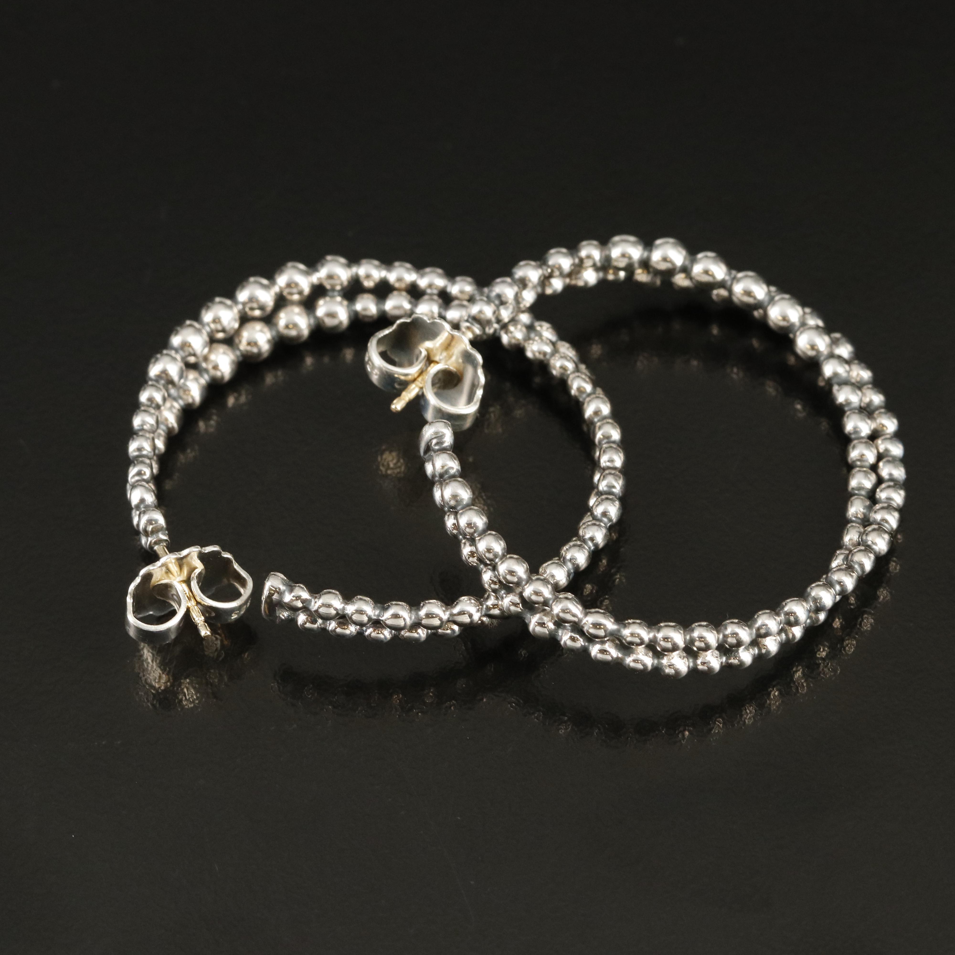 Michael Dawkins Sterling Hoop Earrings with 14K Accents