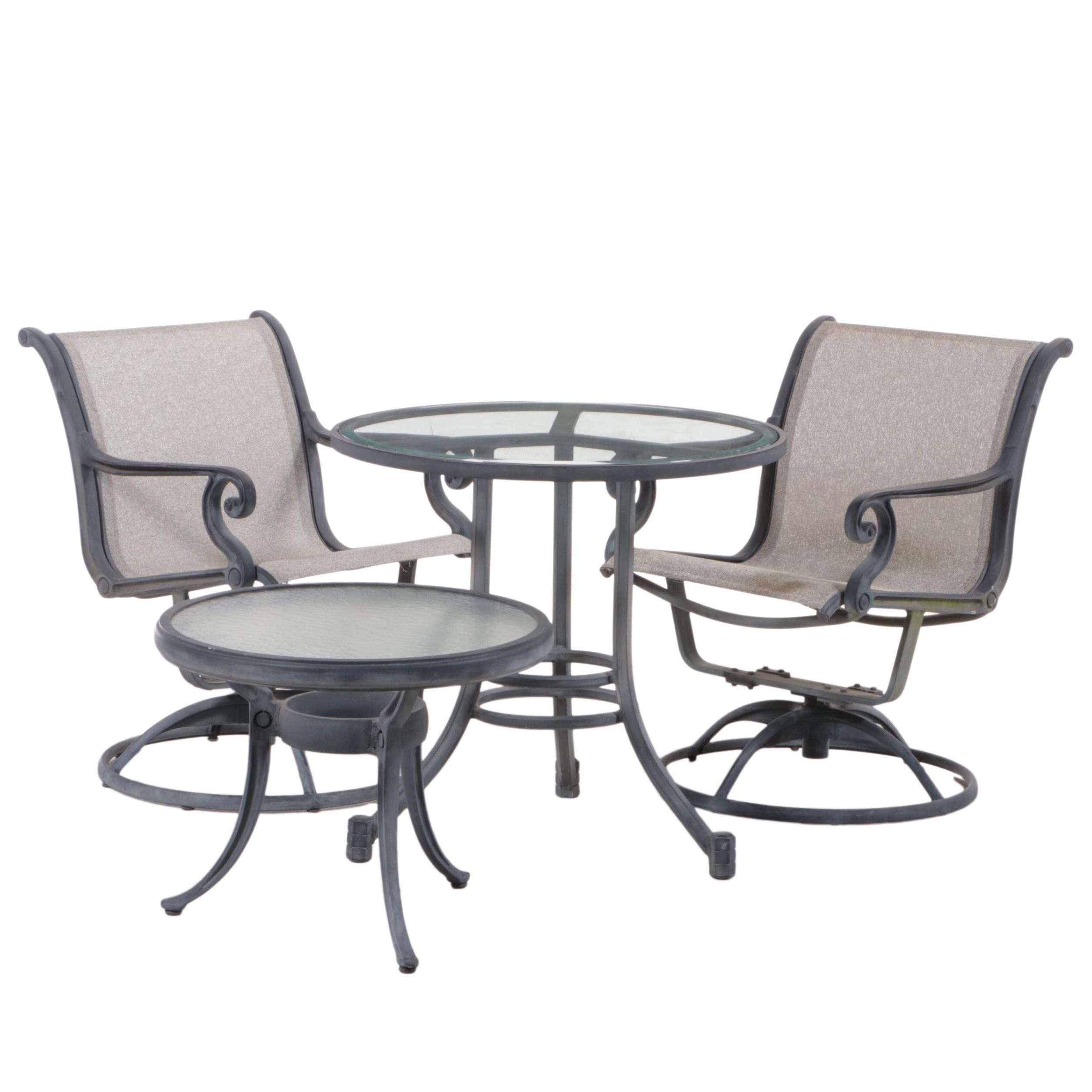 Four-Piece Patinated Aluminum Patio Furniture Set, Including Pompeii