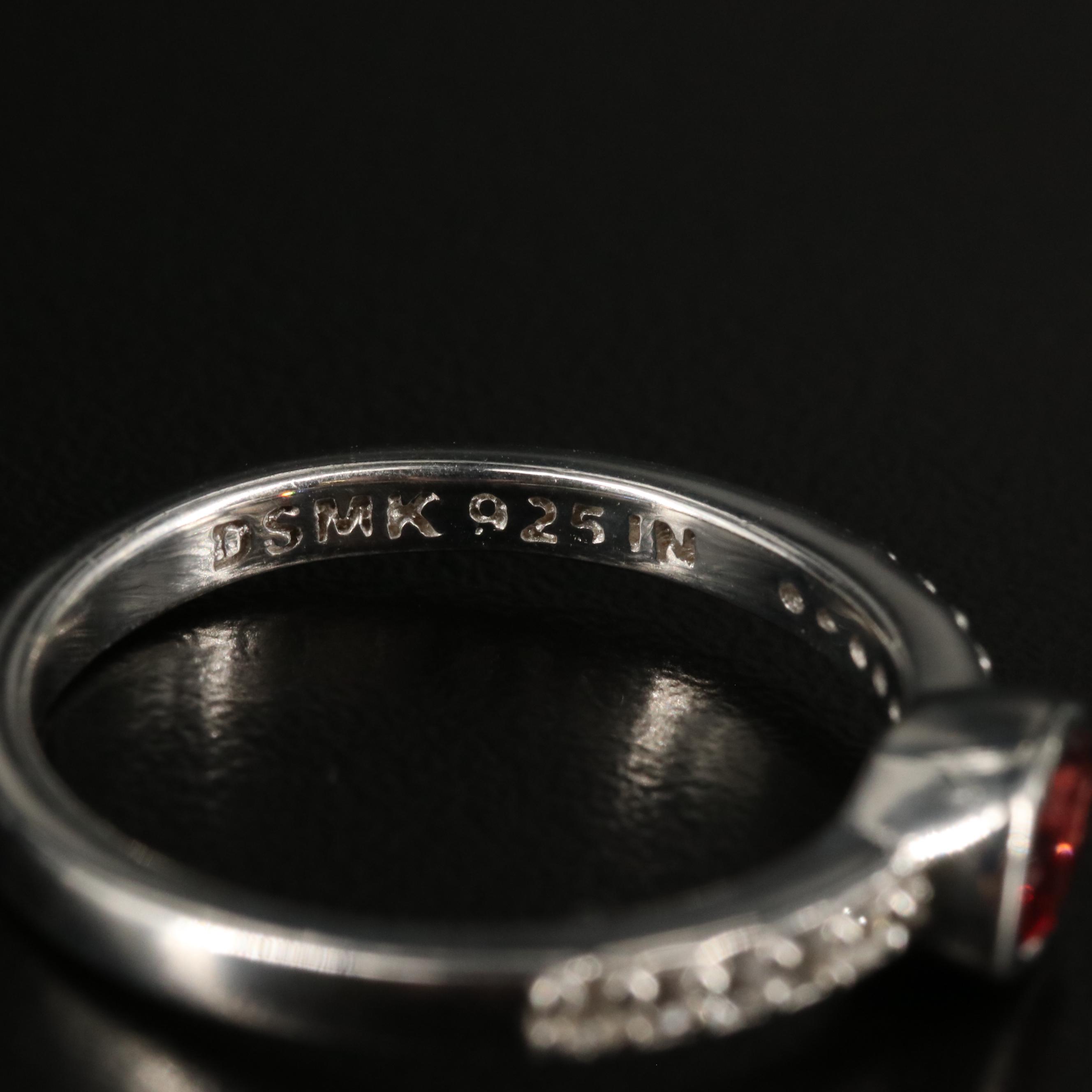 Sterling Silver Garnet and White Topaz Ring