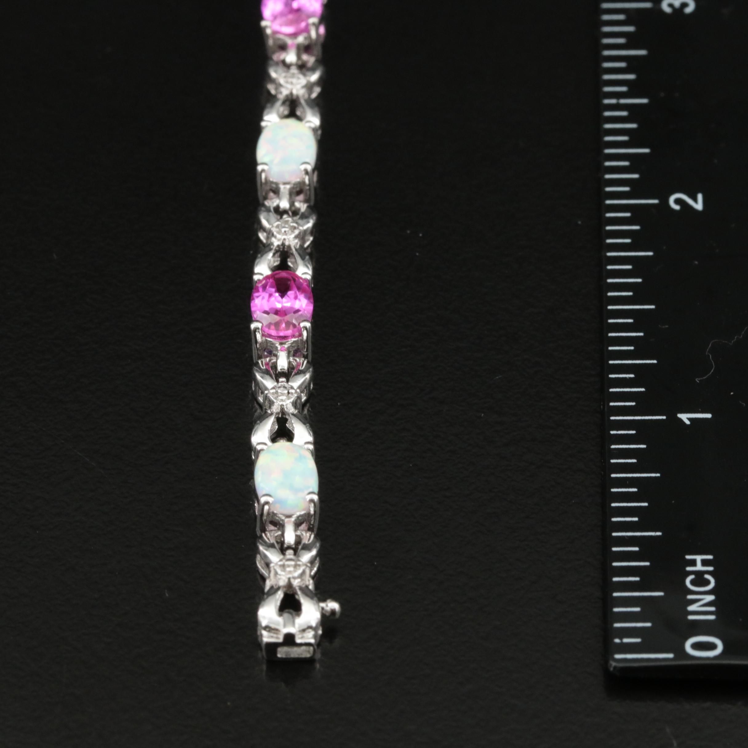 Sterling Sapphire, Diamond and Opal Infinity Bracelet