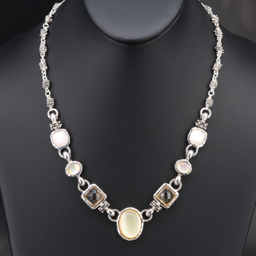 Michael Dawkins Sterling Quartz and Mother-of-Pearl Necklace