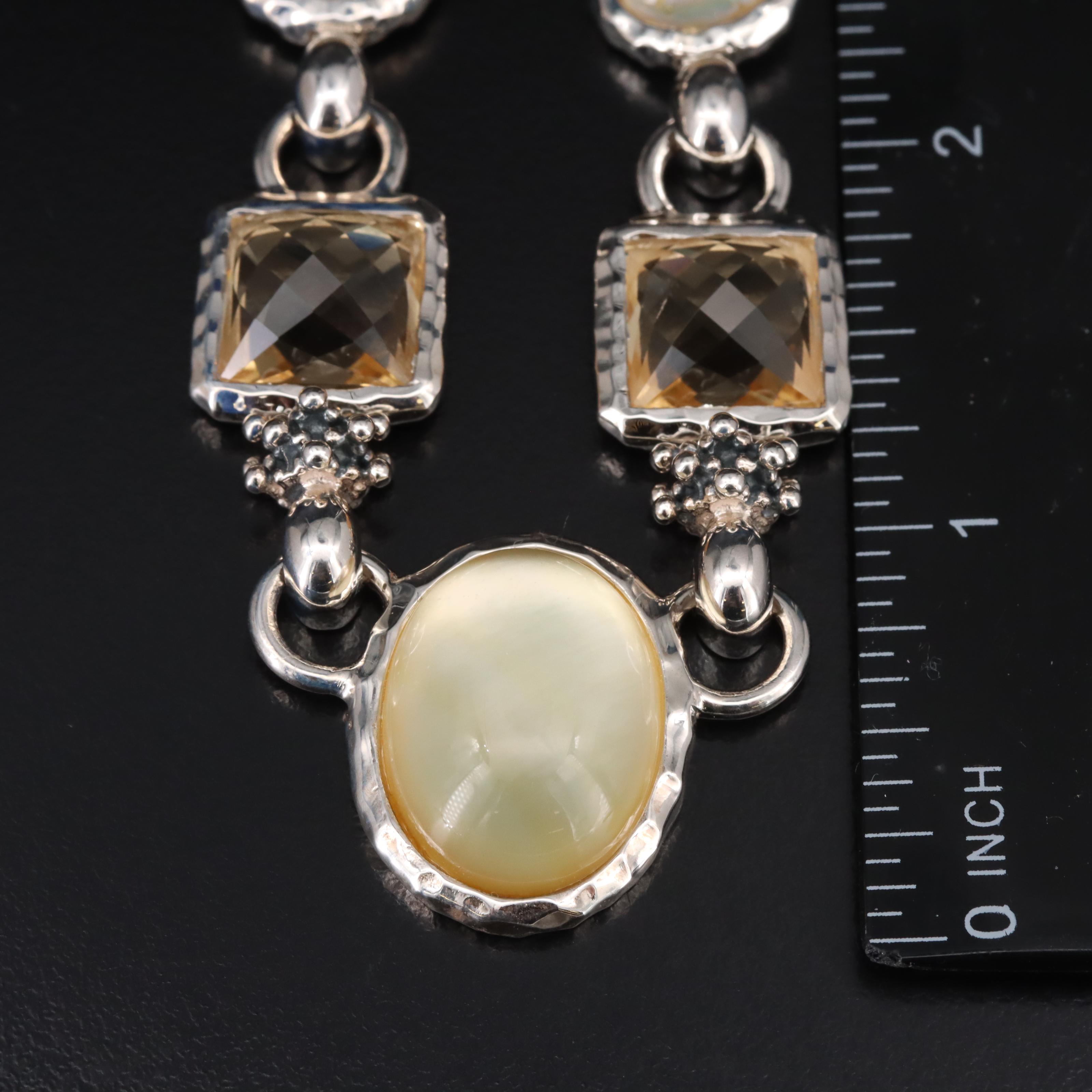 Michael Dawkins Sterling Quartz and Mother-of-Pearl Necklace