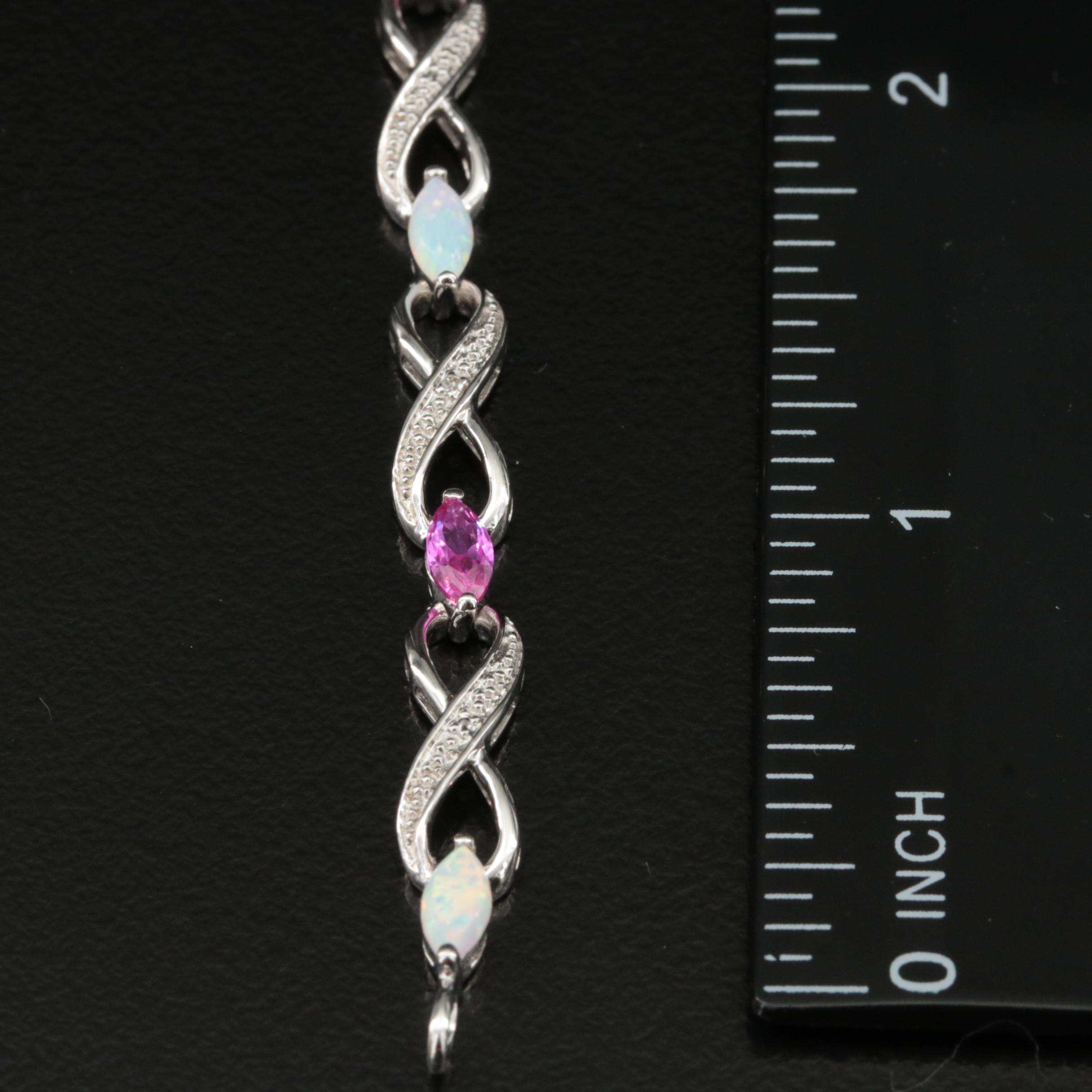 Sterling Opal, Sapphire and Diamond Infinity Bracelet