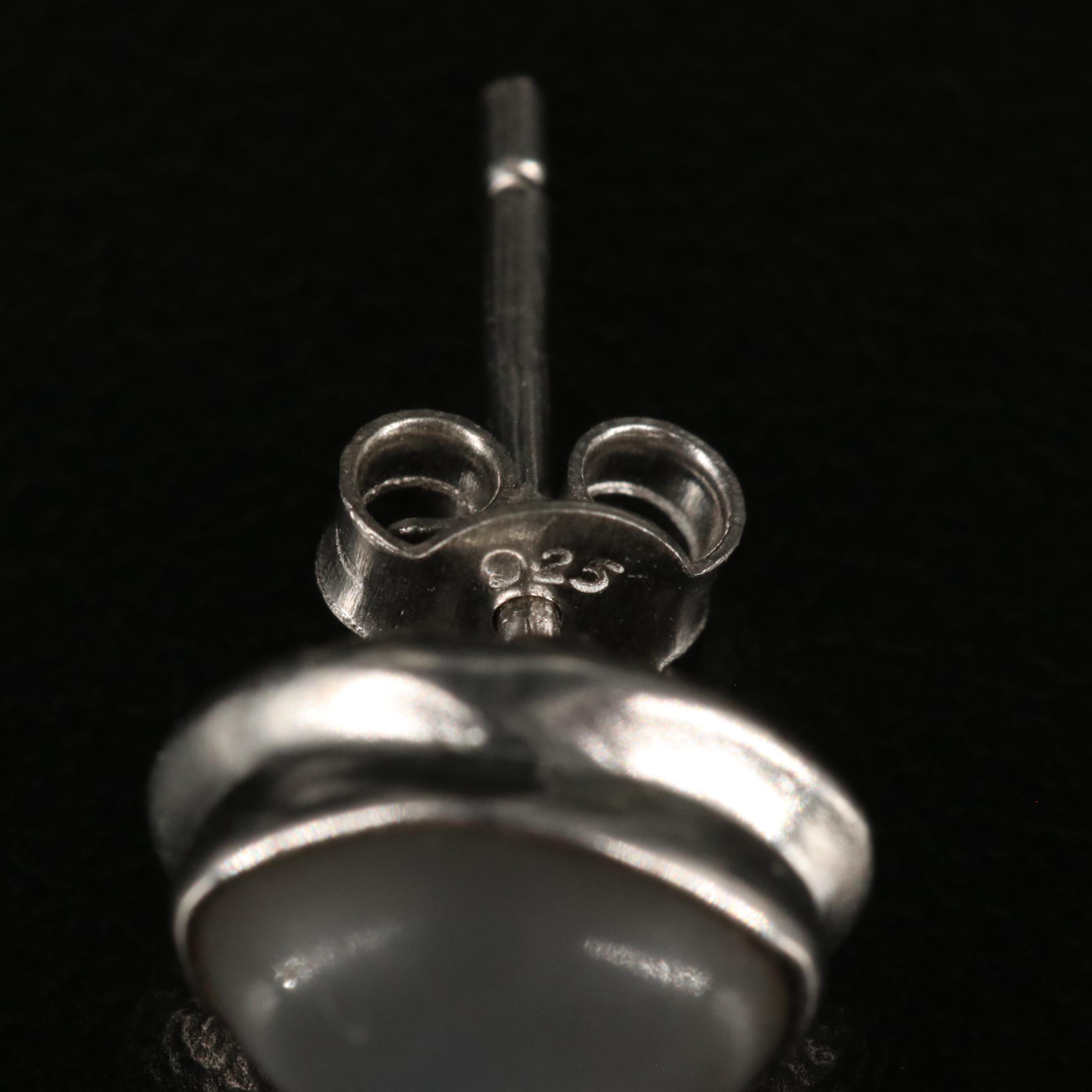 Sterling Silver Moonstone Button Earrings