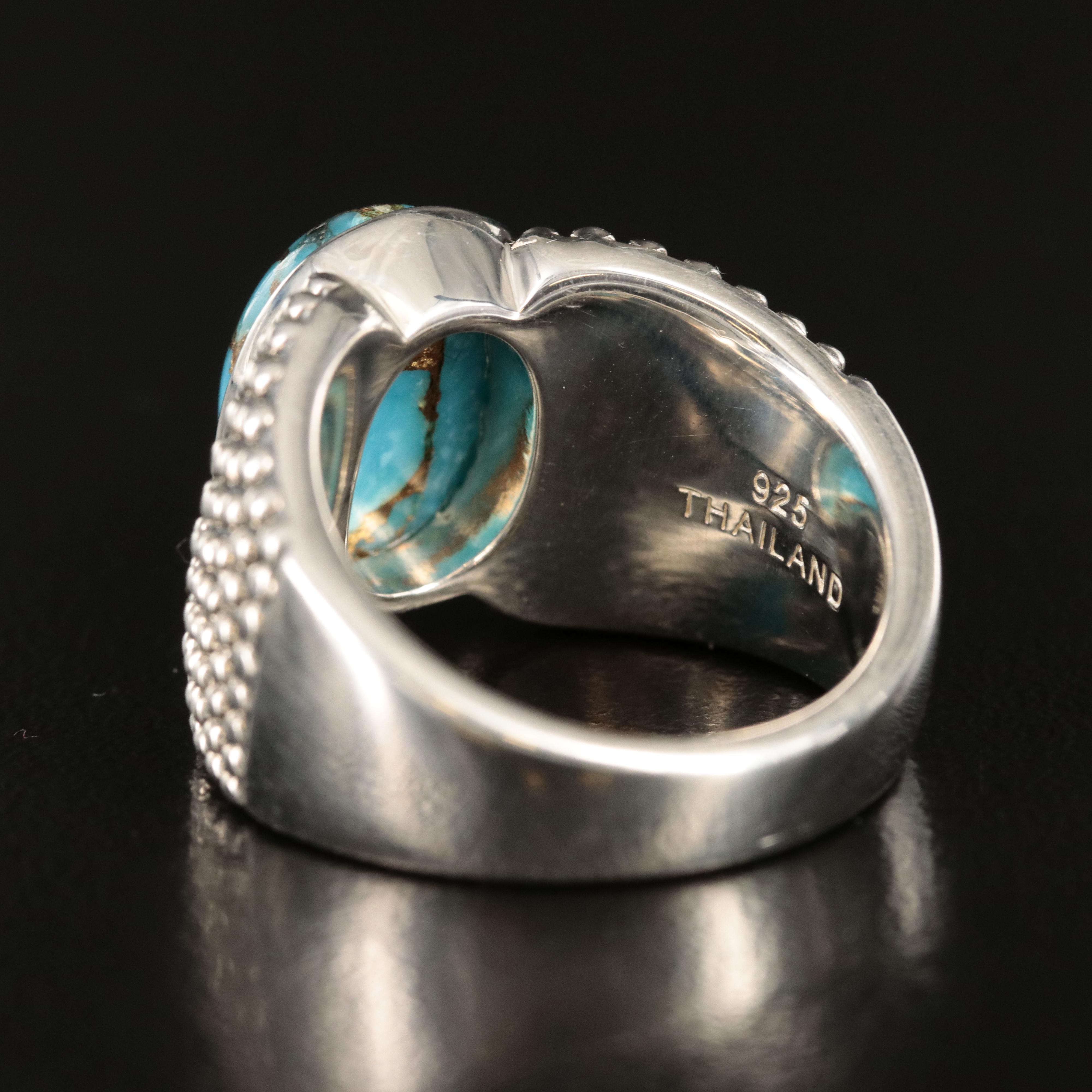 Michael Dawkins Sterling Turquoise Ring with Granulation