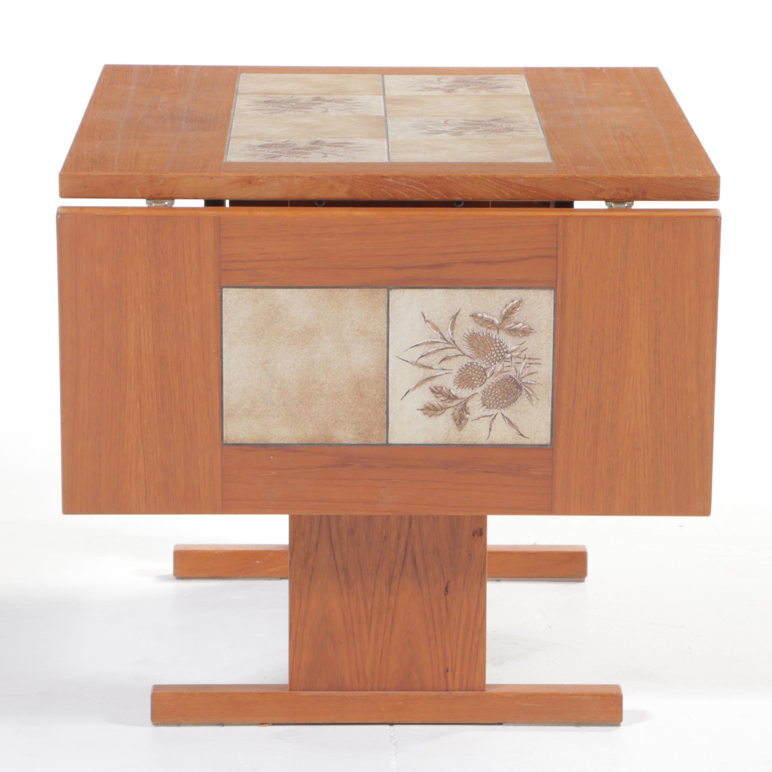 Three-Piece Danish Modern Teak and Ceramic Tile Dining Set, Incl. Gangsø Møbler