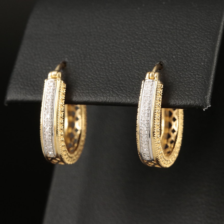 Sterling Diamond Hoop Earrings