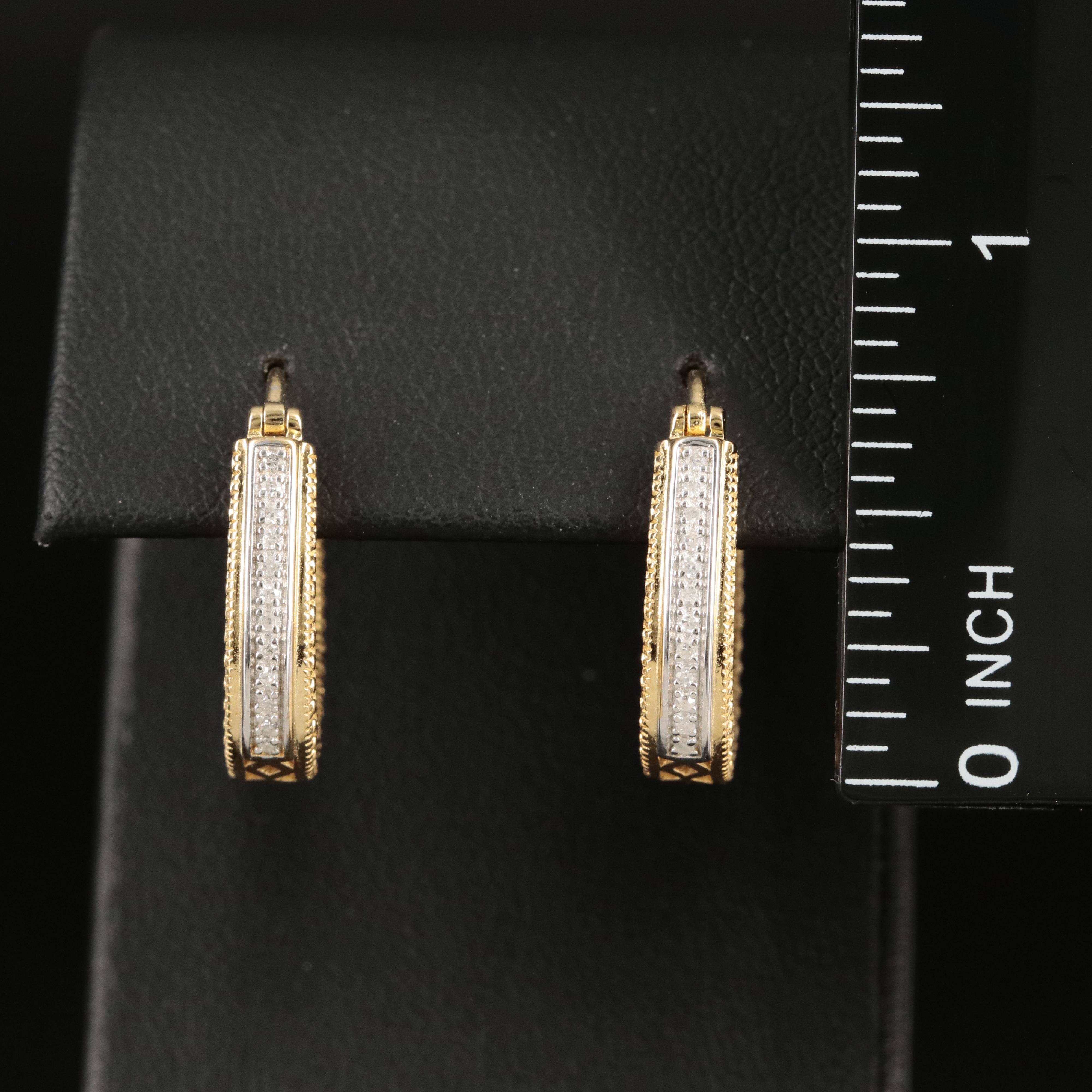 Sterling Diamond Hoop Earrings