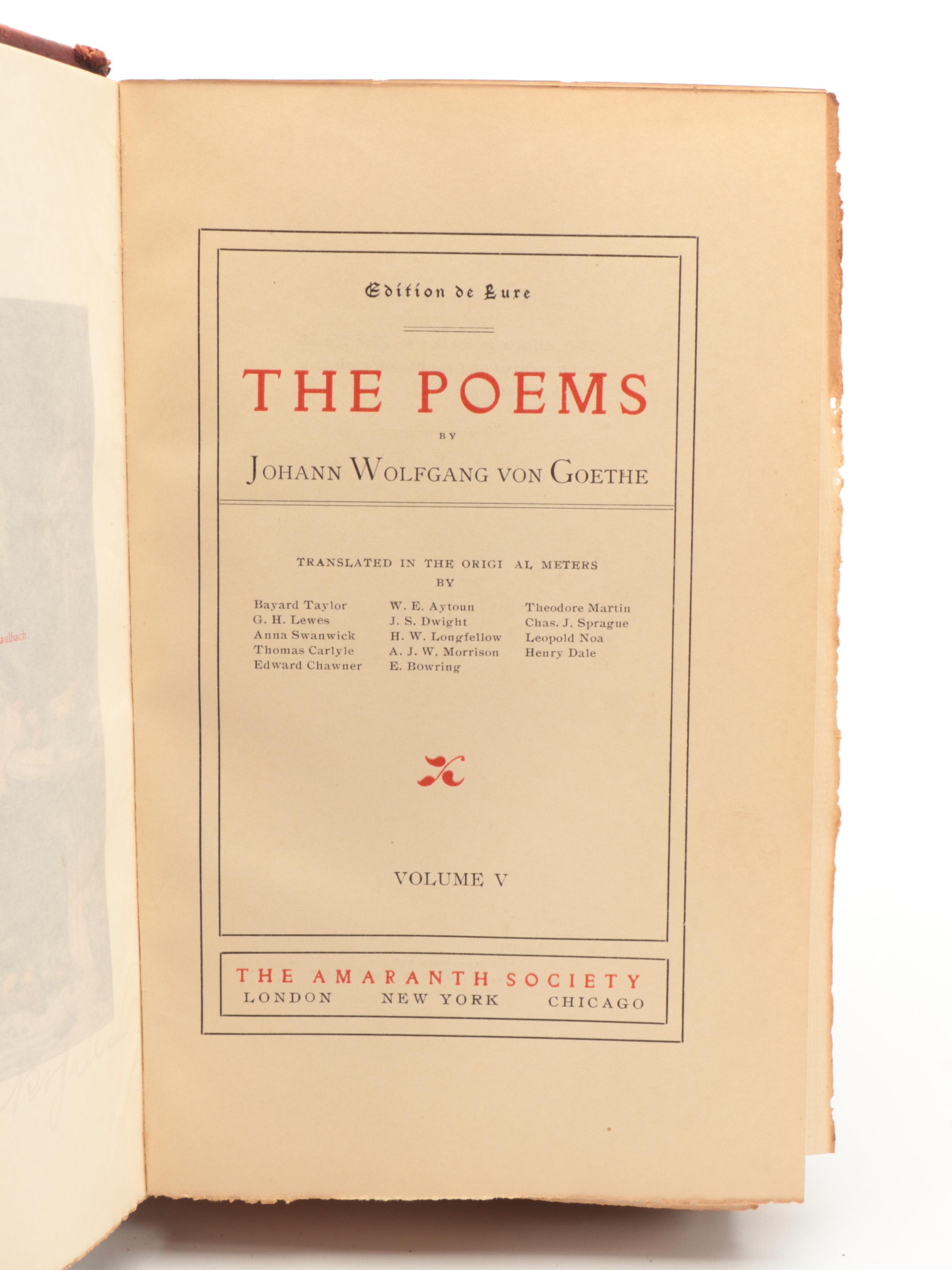 Limited Edition "The Works of Johann Wolfgang von Goethe" Ten-Volume Set