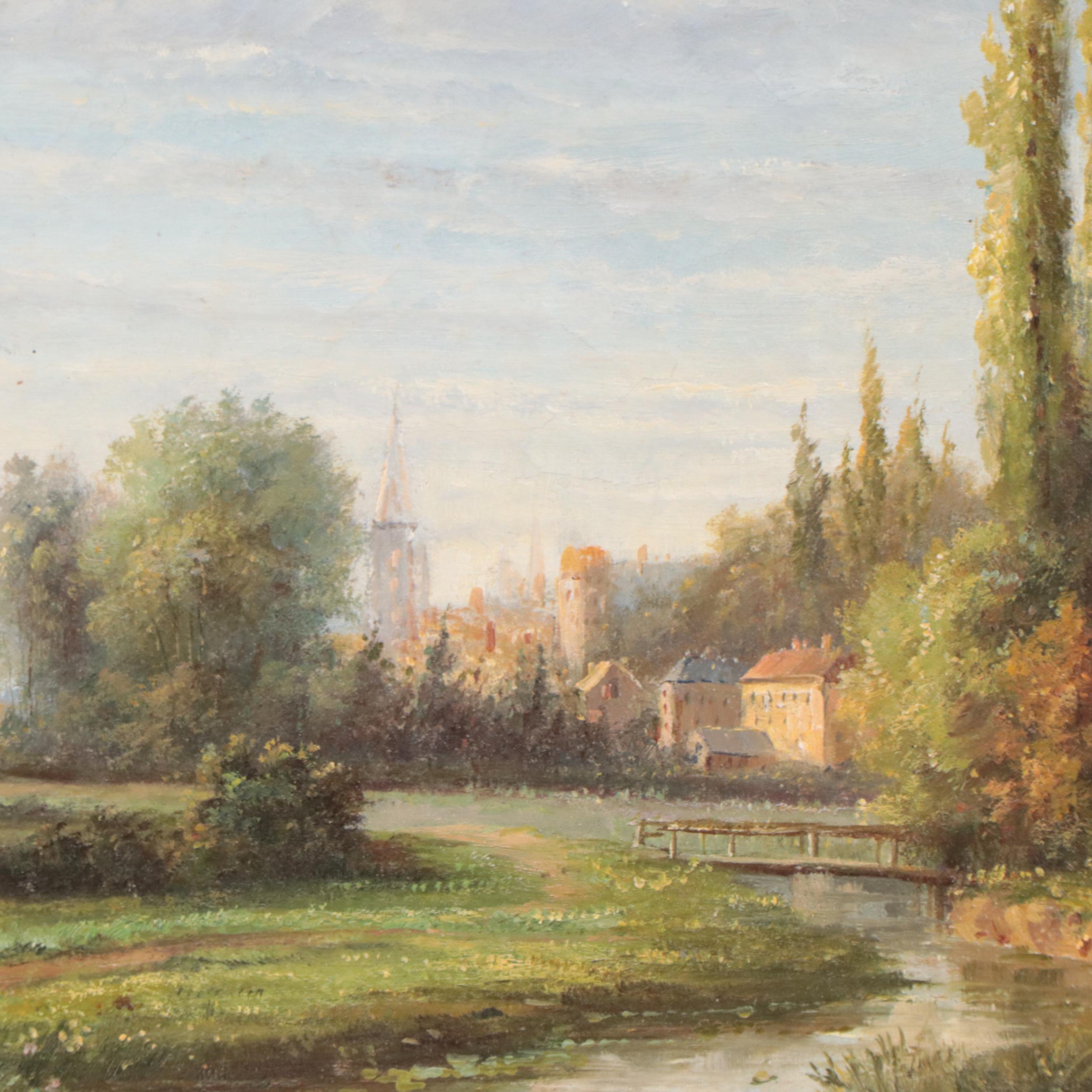 Oil Painting of Town Landscape