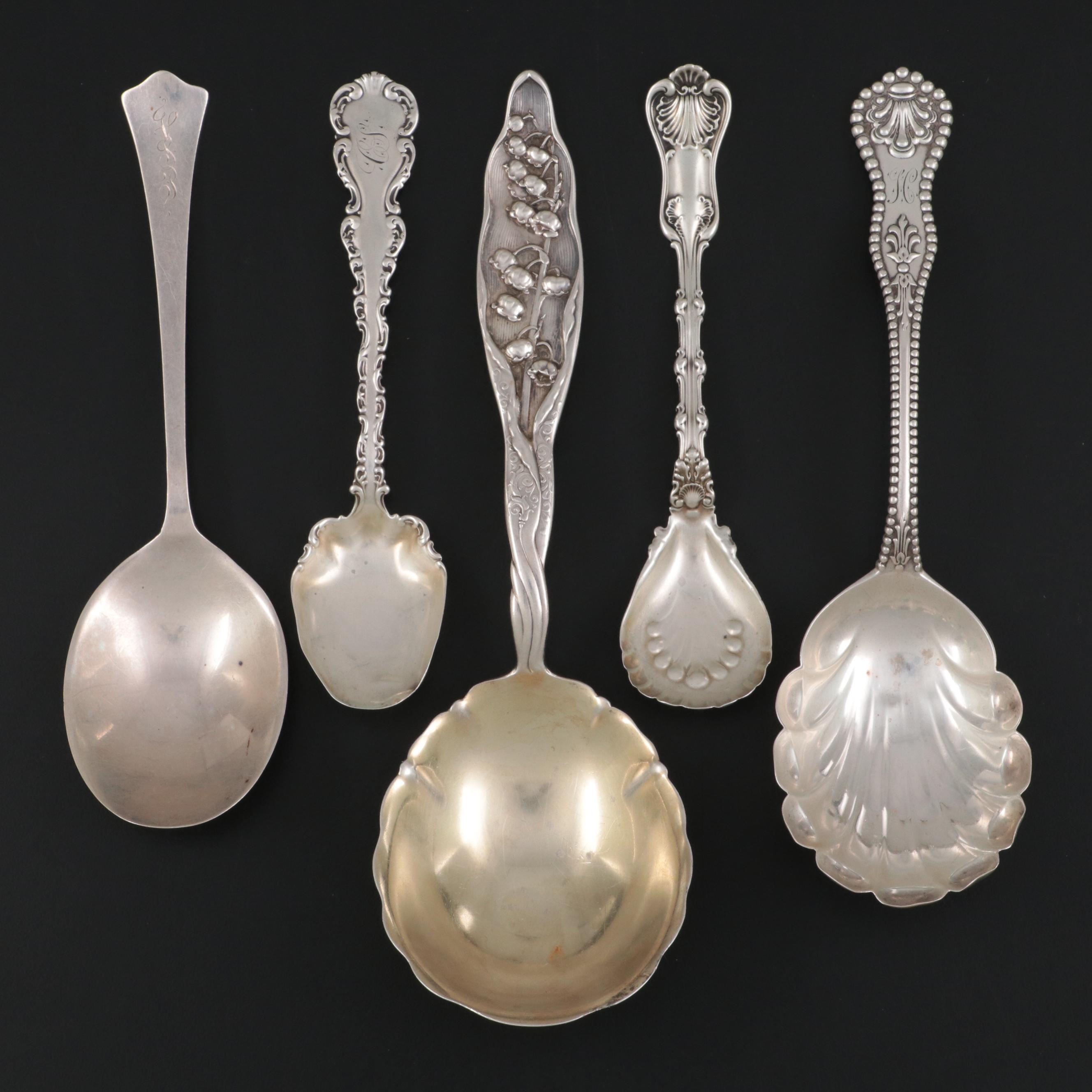Whiting Manufacturing Bon Bon Spoon and Other Sterling Silver Serving Spoons