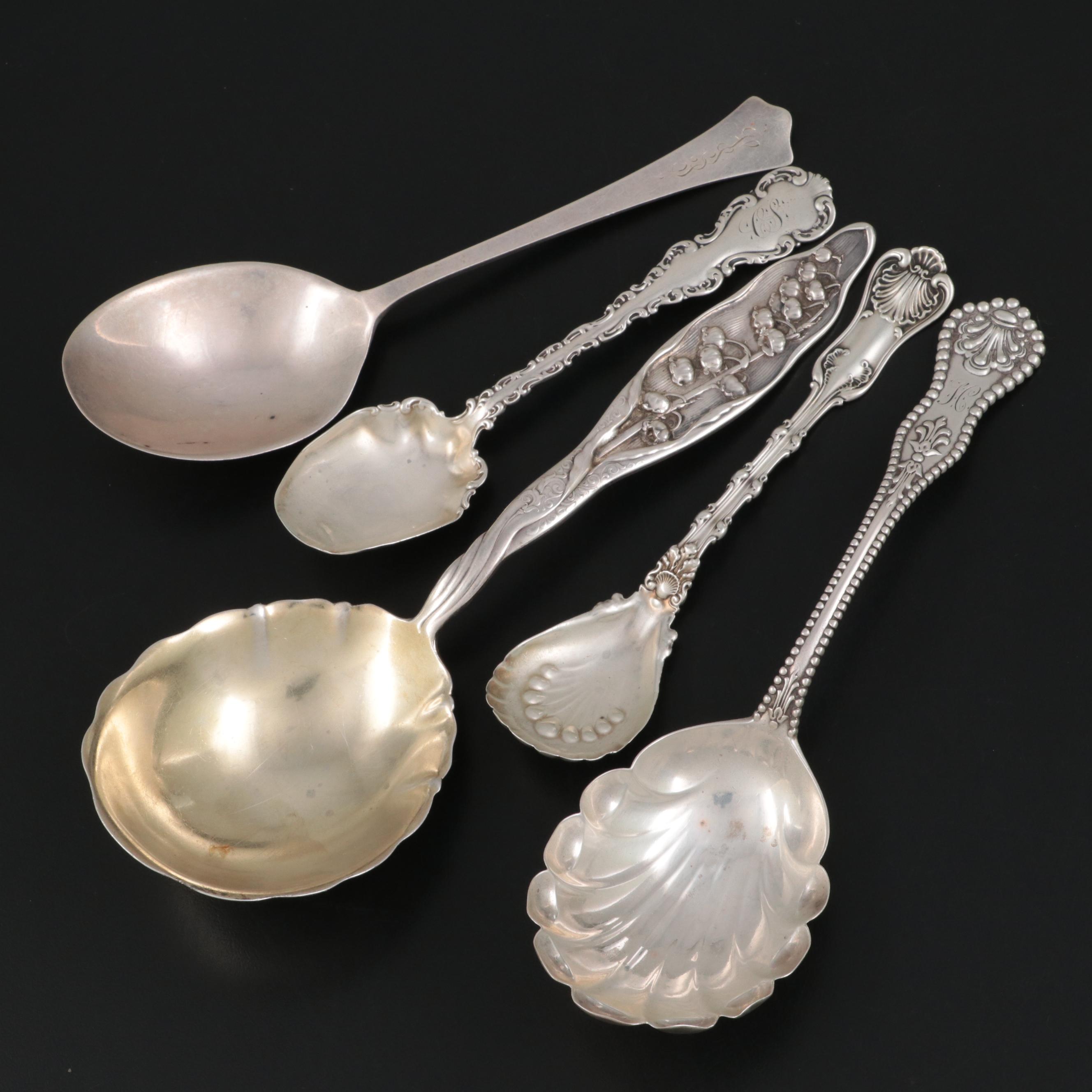 Whiting Manufacturing Bon Bon Spoon and Other Sterling Silver Serving Spoons