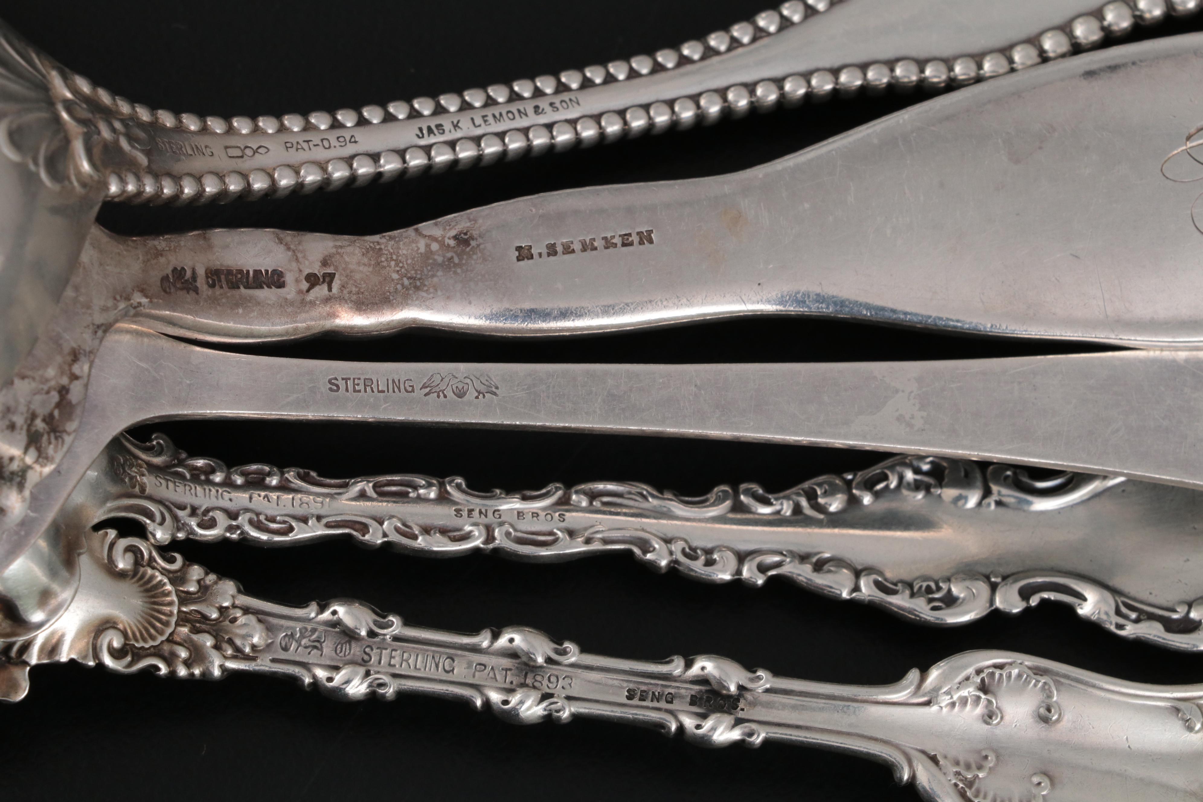 Whiting Manufacturing Bon Bon Spoon and Other Sterling Silver Serving Spoons