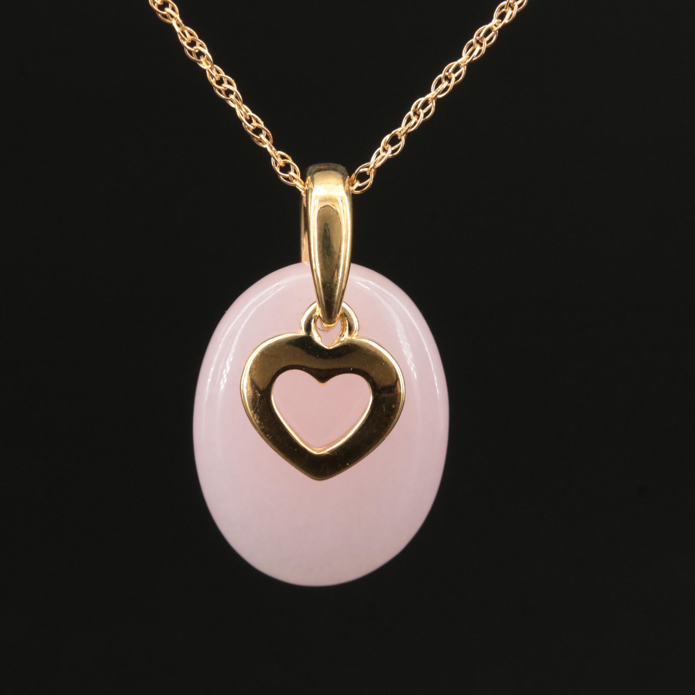 Sterling Quartzite Heart Pendant Necklace