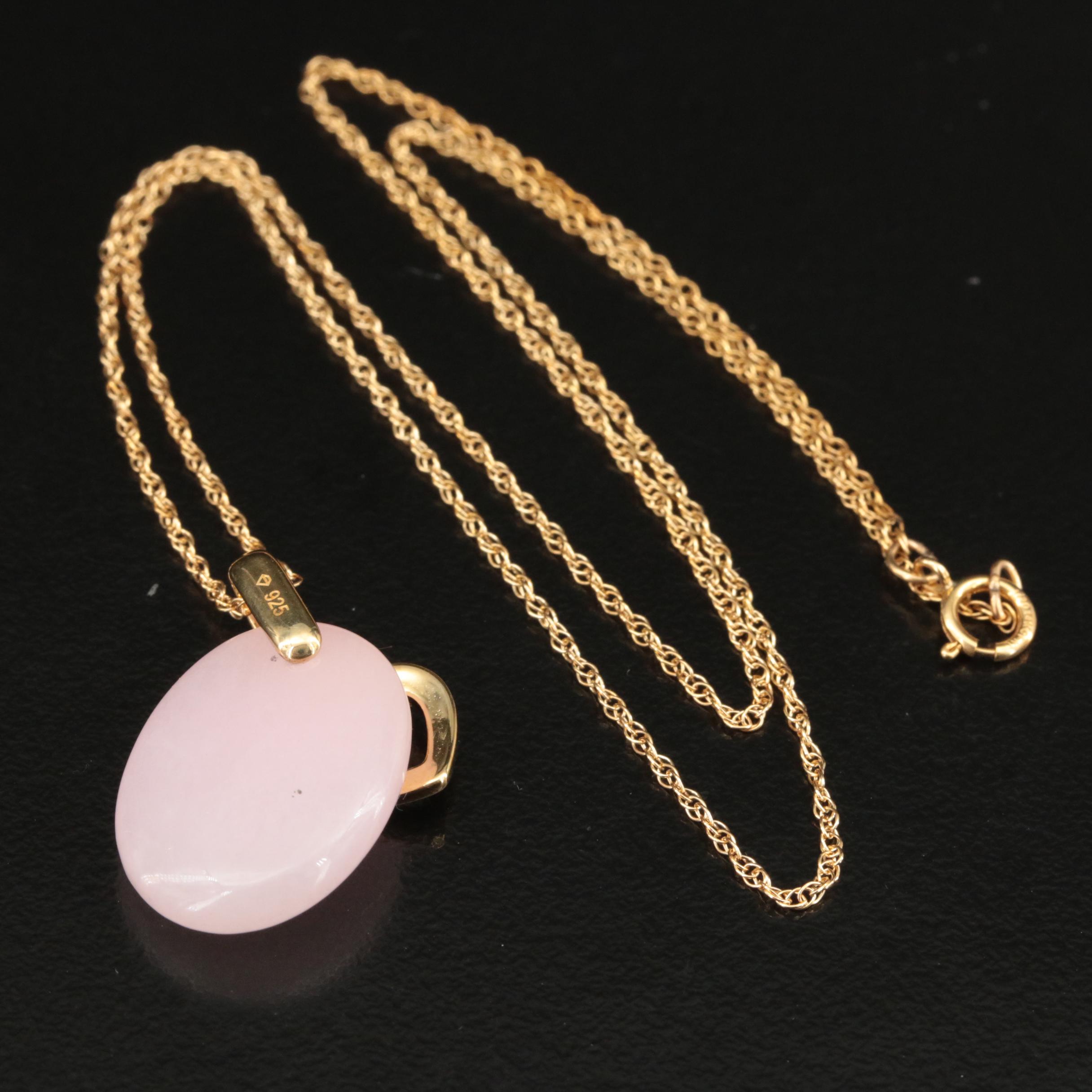 Sterling Quartzite Heart Pendant Necklace