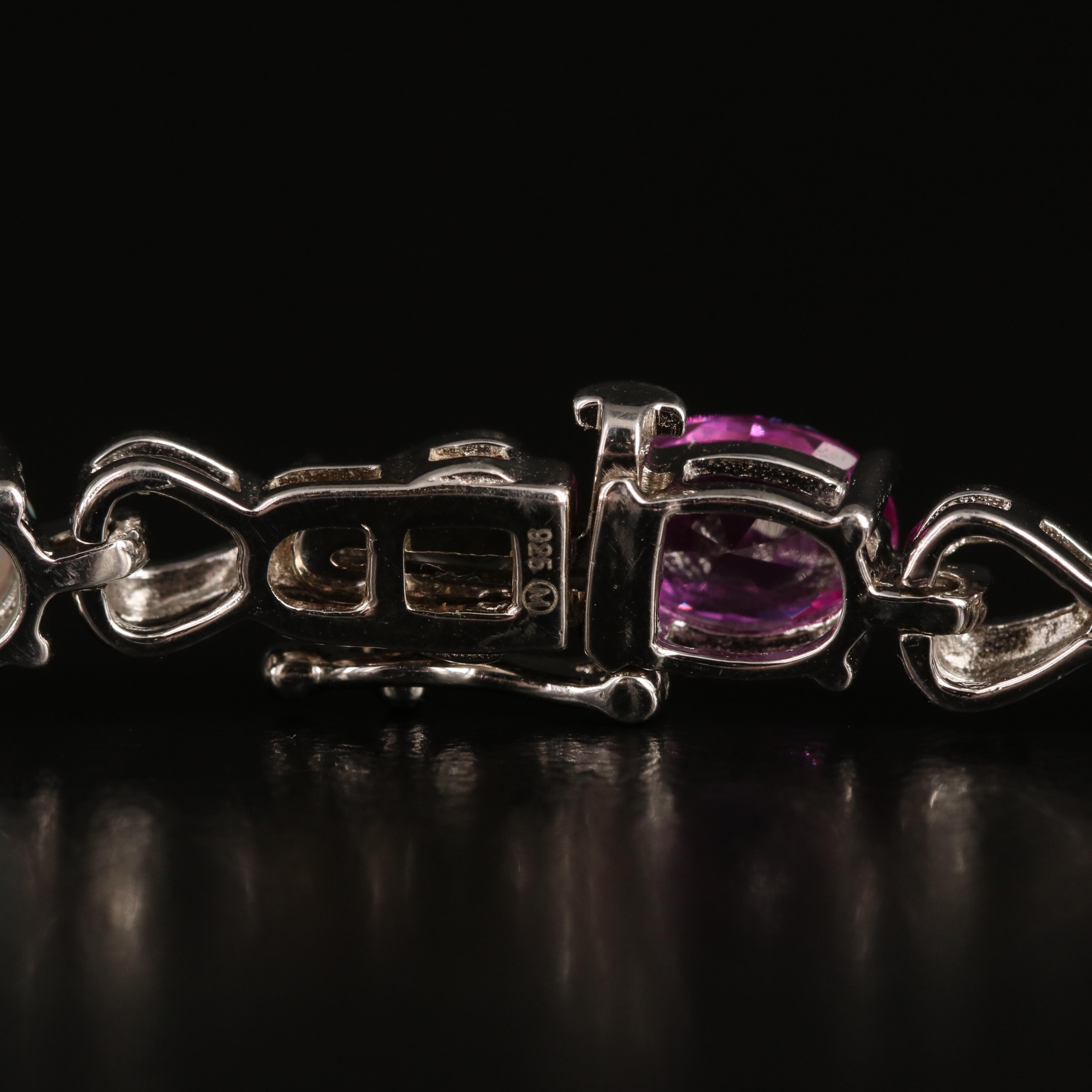 Sterling Opal, Sapphire and Diamond Infinity Link Bracelet