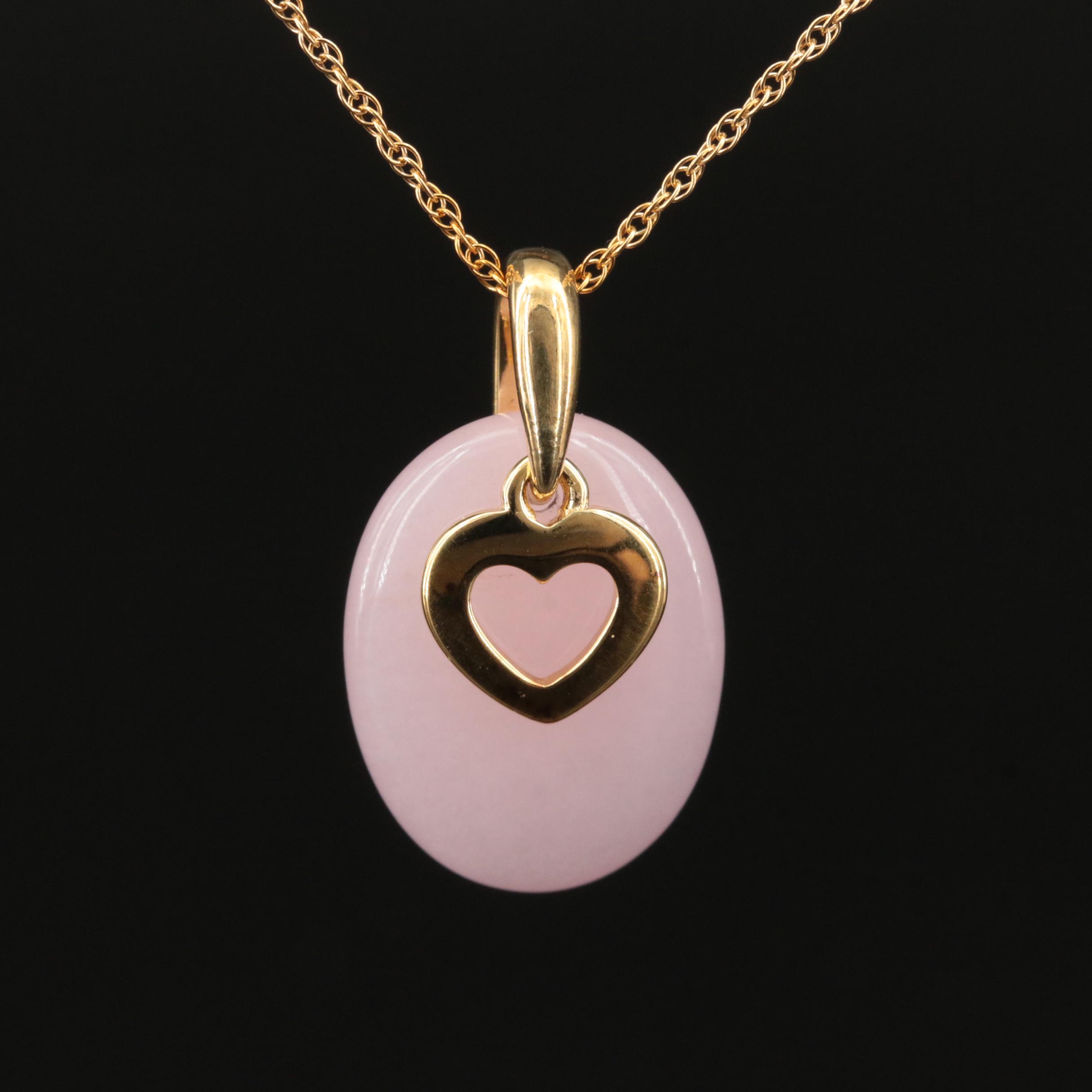 Sterling Quartzite Heart Pendant Necklace