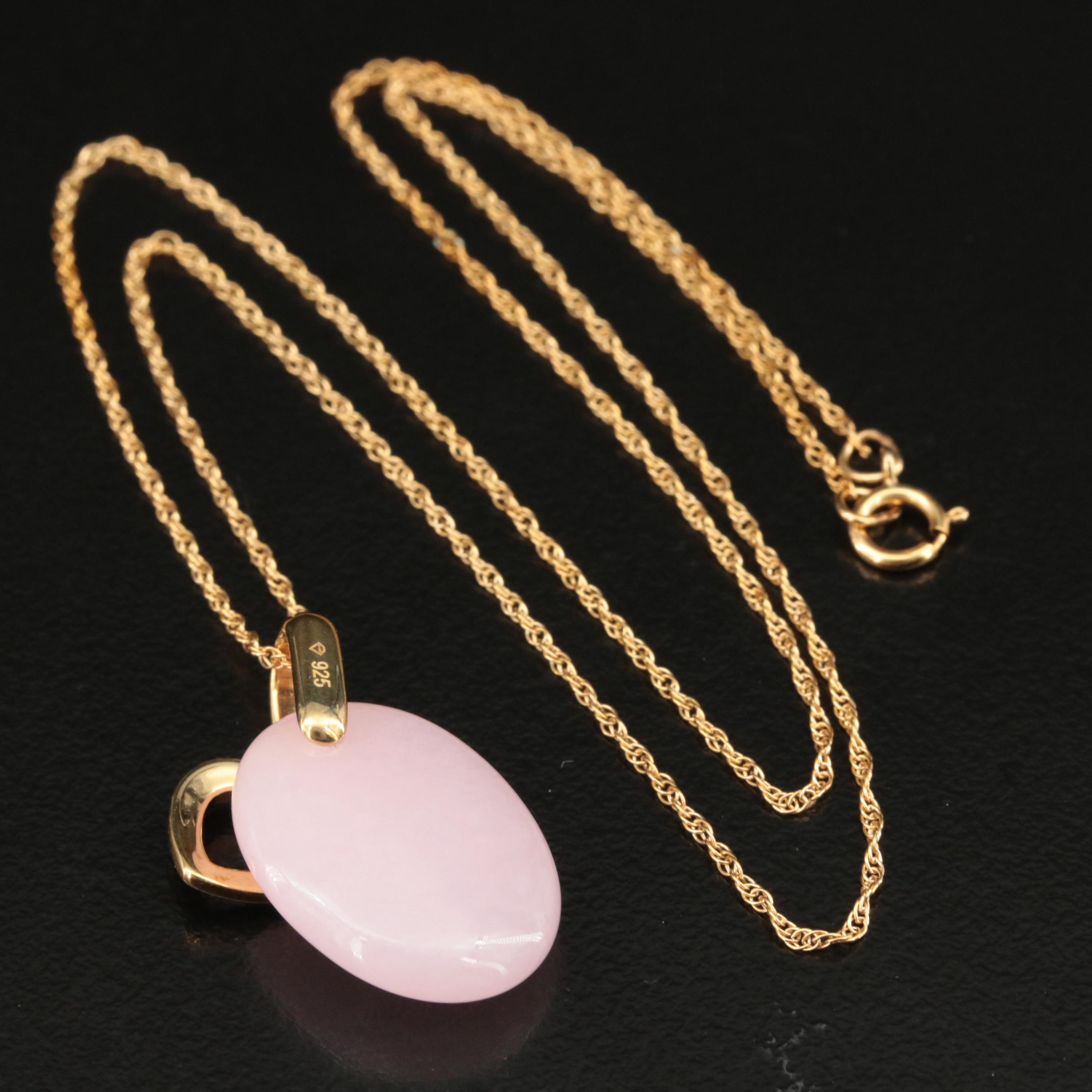 Sterling Quartzite Heart Pendant Necklace