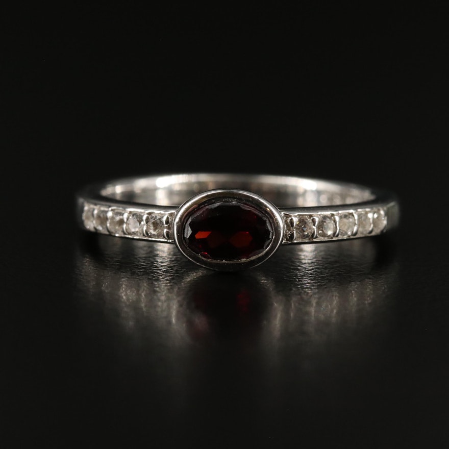 Sterling Silver Garnet and White Topaz Ring