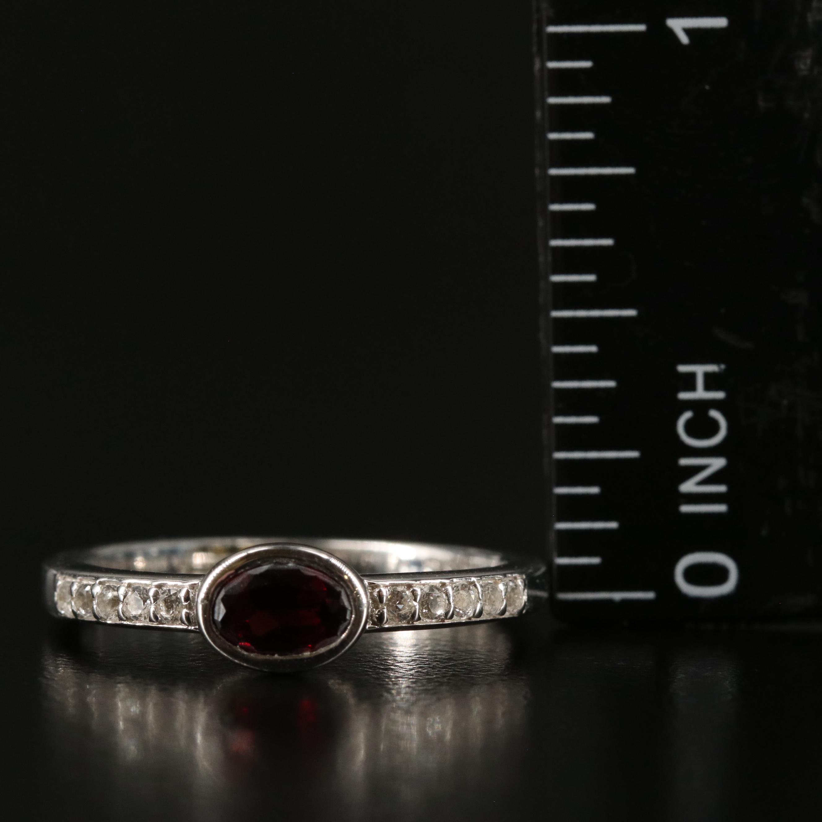 Sterling Silver Garnet and White Topaz Ring