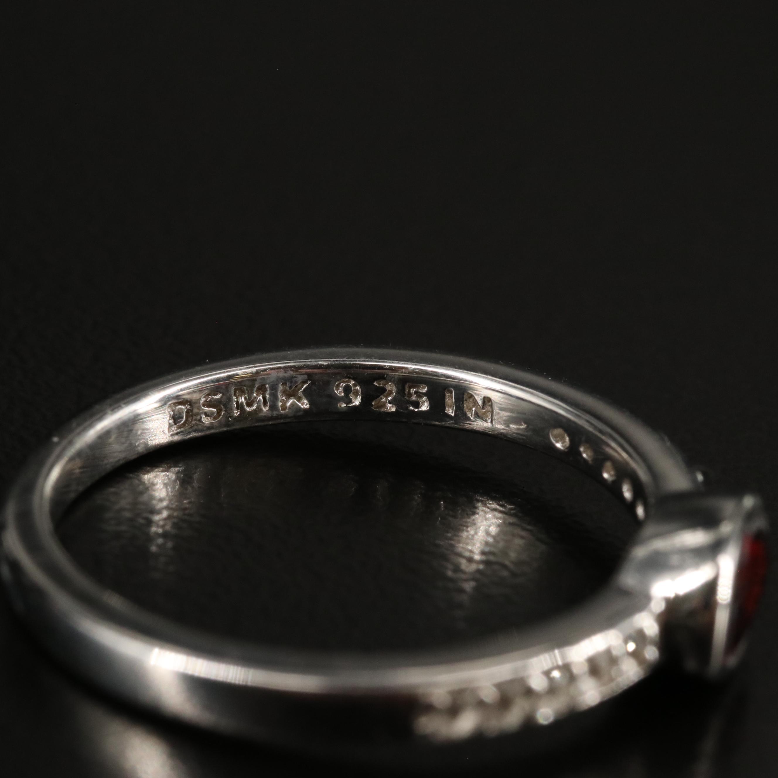 Sterling Silver Garnet and White Topaz Ring