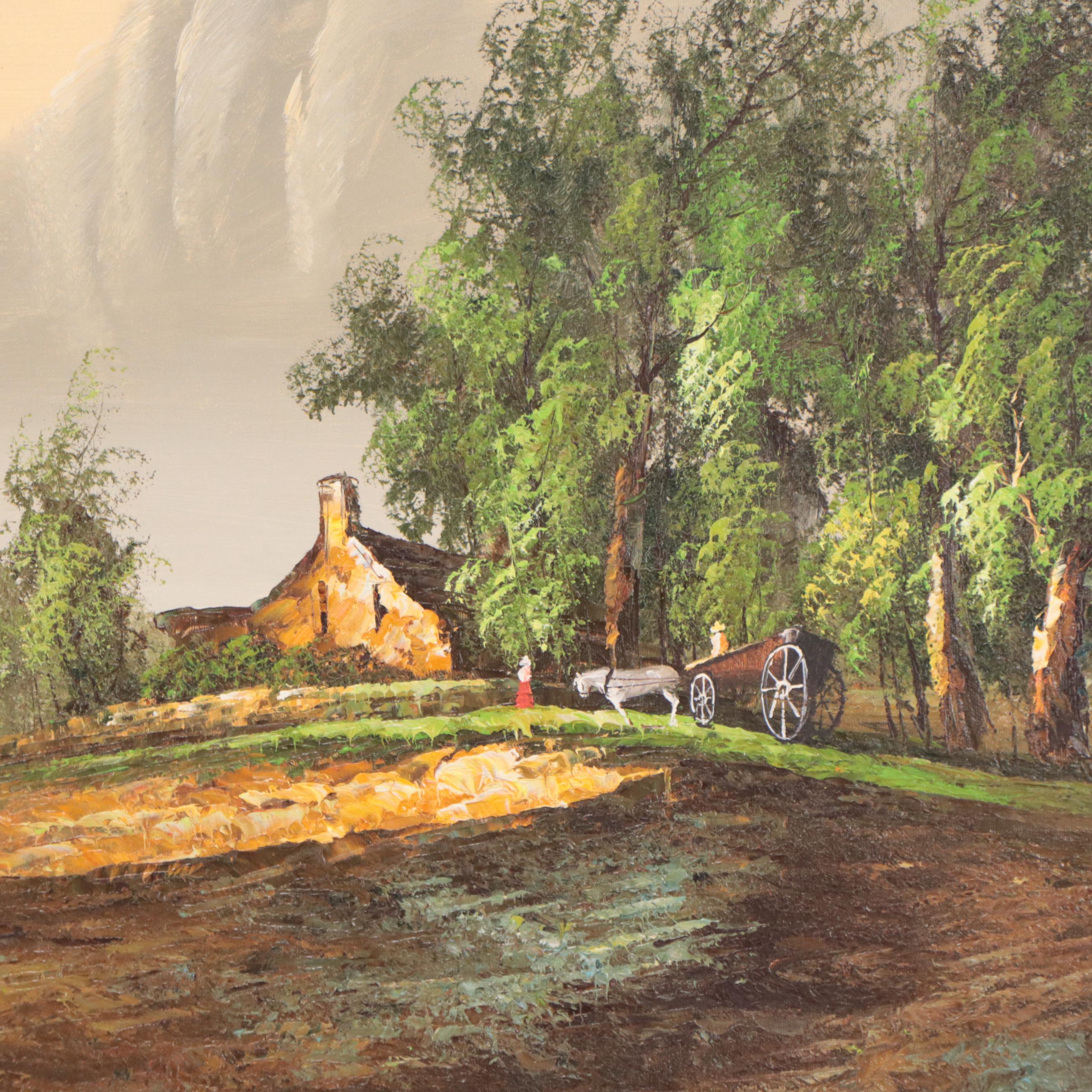 Oil Painting of Pastoral Landscape