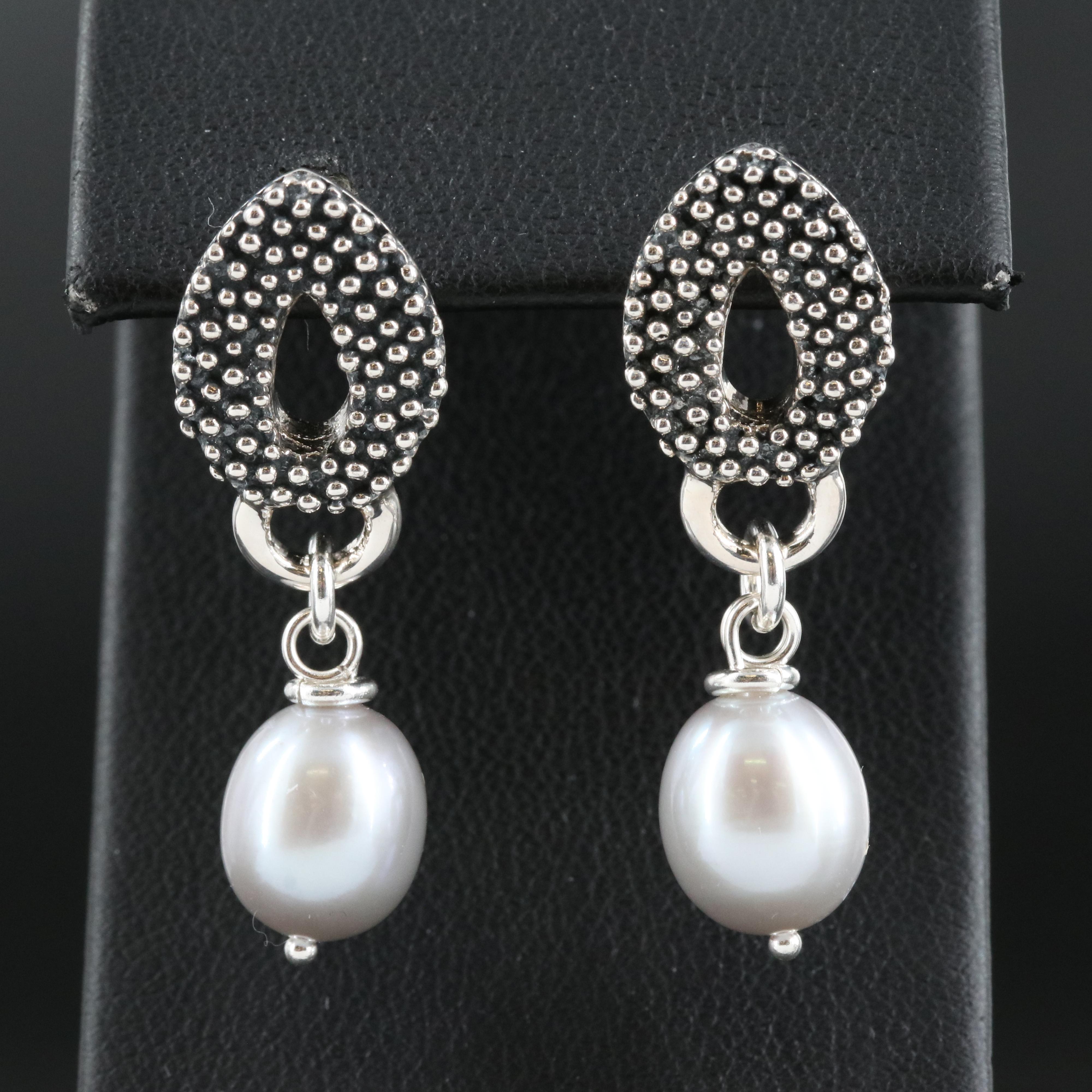 Michael Dawkins Sterling Pearl Earrings with 14K Accents
