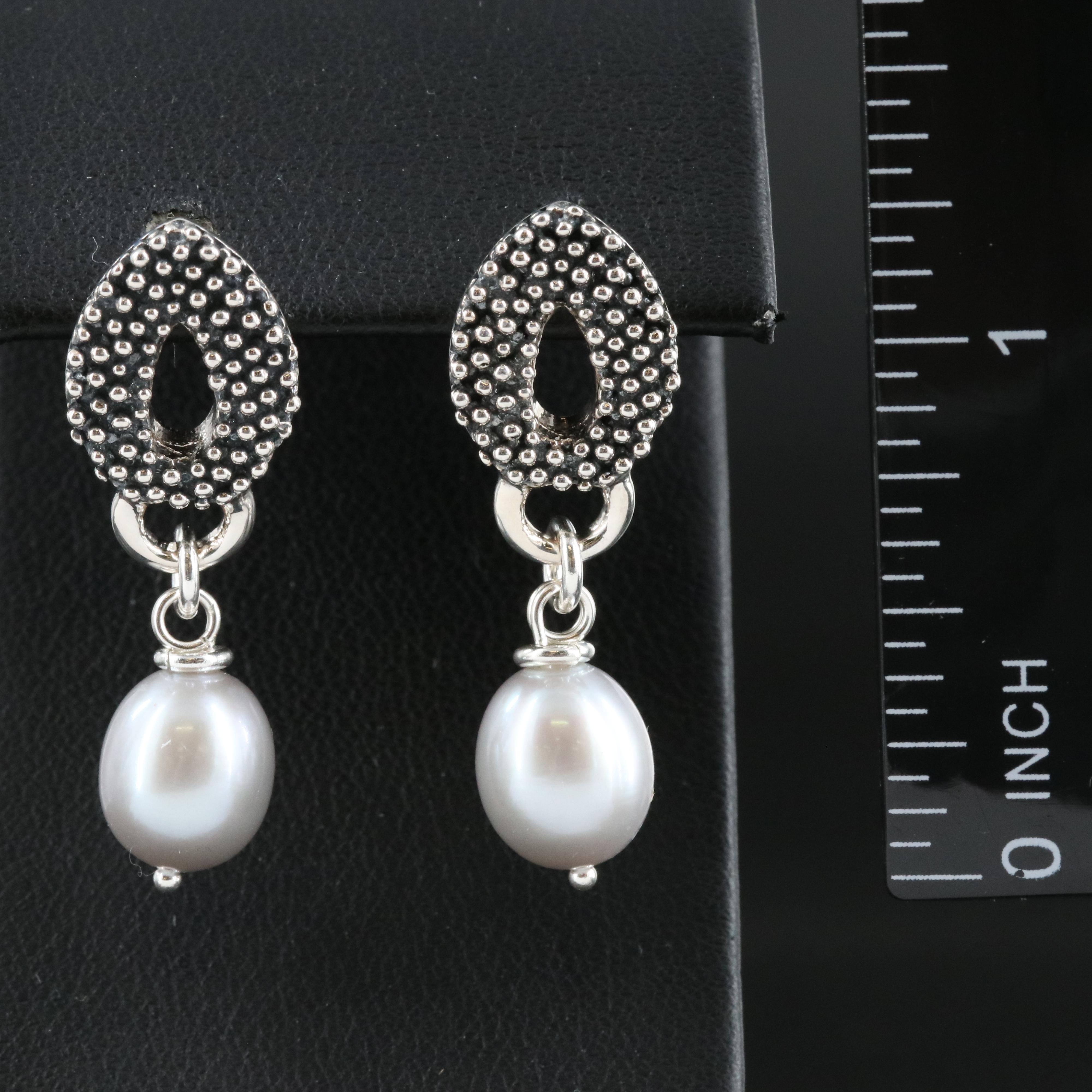 Michael Dawkins Sterling Pearl Earrings with 14K Accents