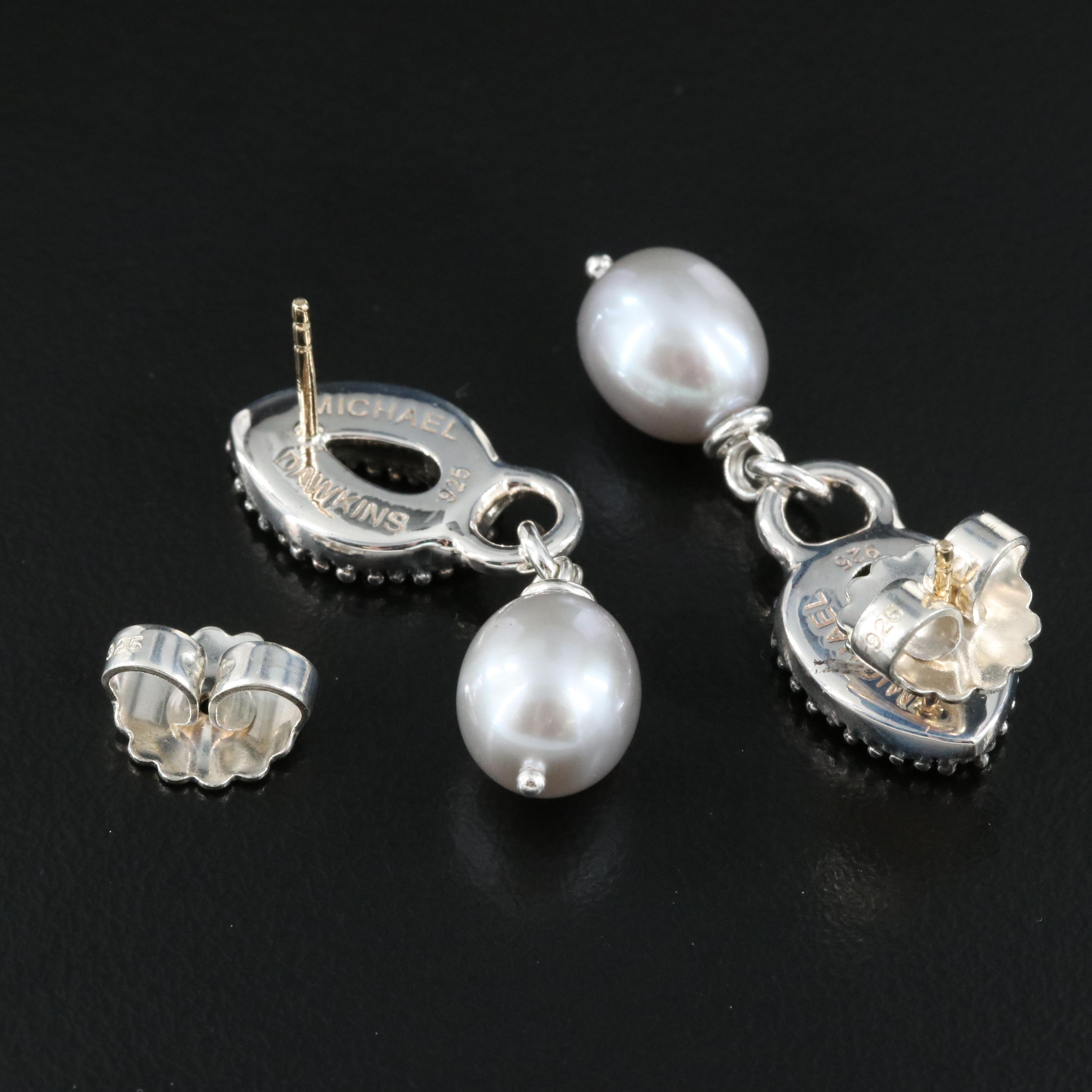 Michael Dawkins Sterling Pearl Earrings with 14K Accents
