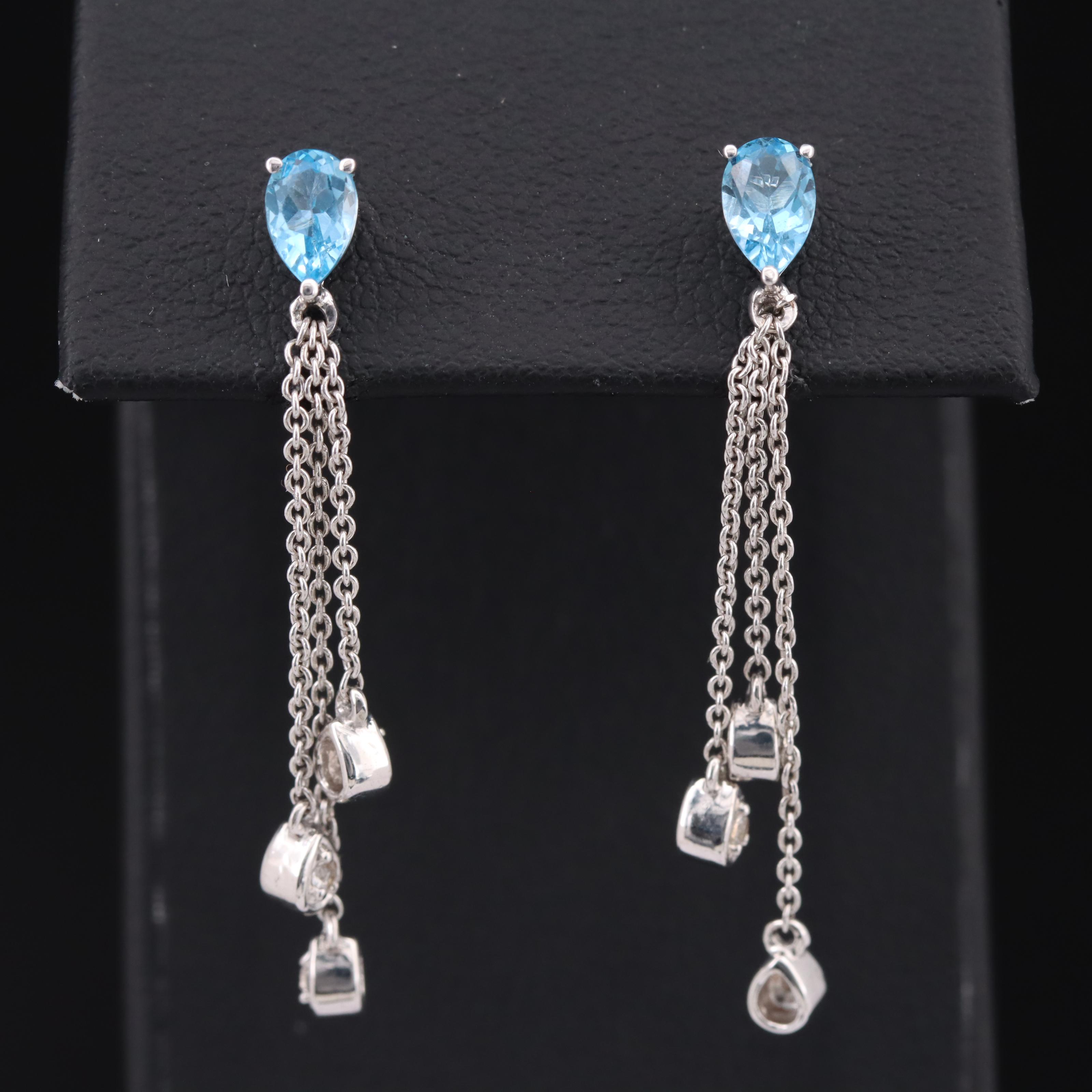 Sterling Swiss Blue Topaz and Sapphire Earrings