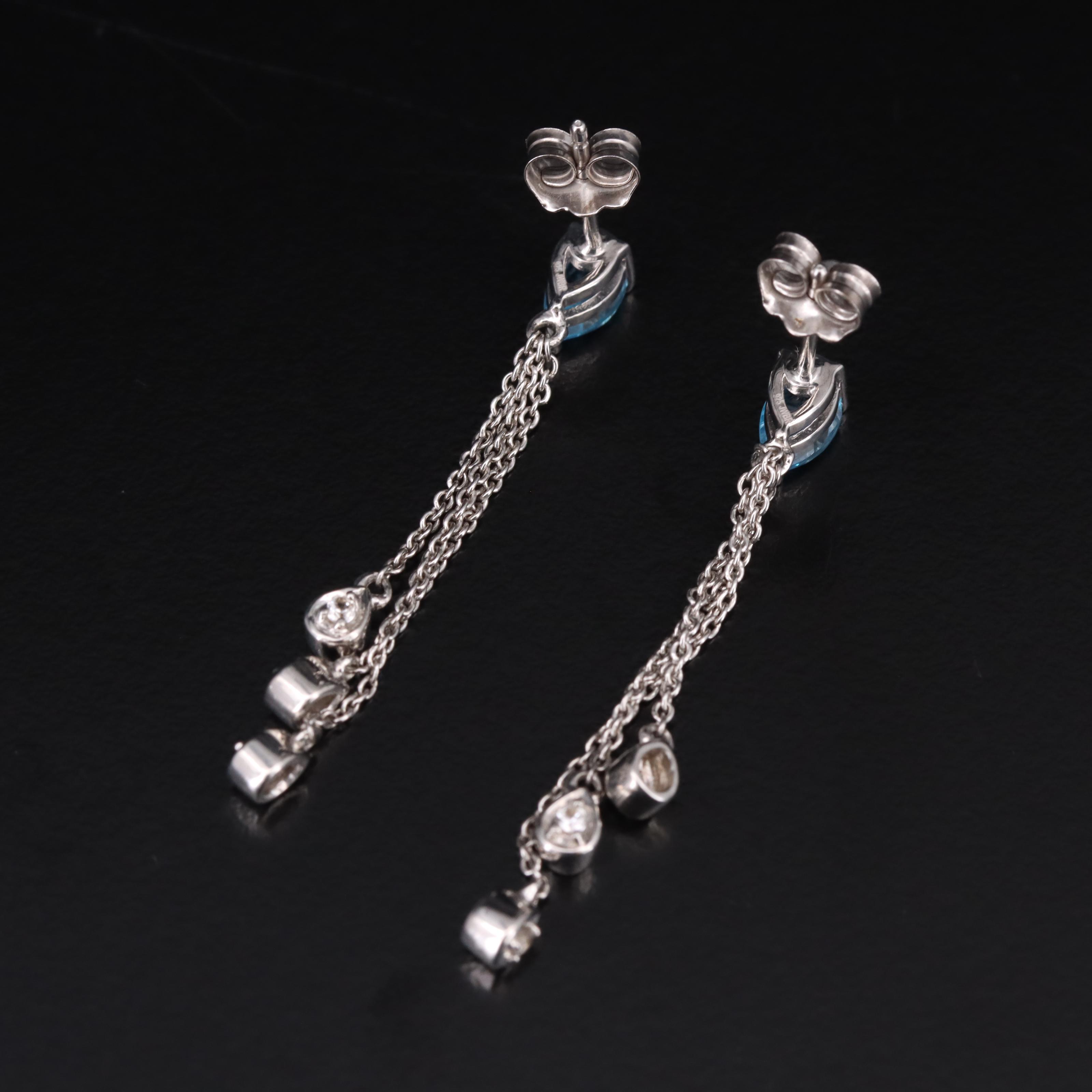 Sterling Swiss Blue Topaz and Sapphire Earrings